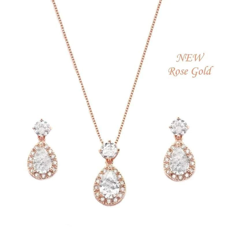 Rose Gold Necklace and Earring Set for Women - Elegant 18K Plated Jewelry Gift for Anniversary, Valentine's Day & Birthday | Perfect for Weddings, Parties & Special Occasions