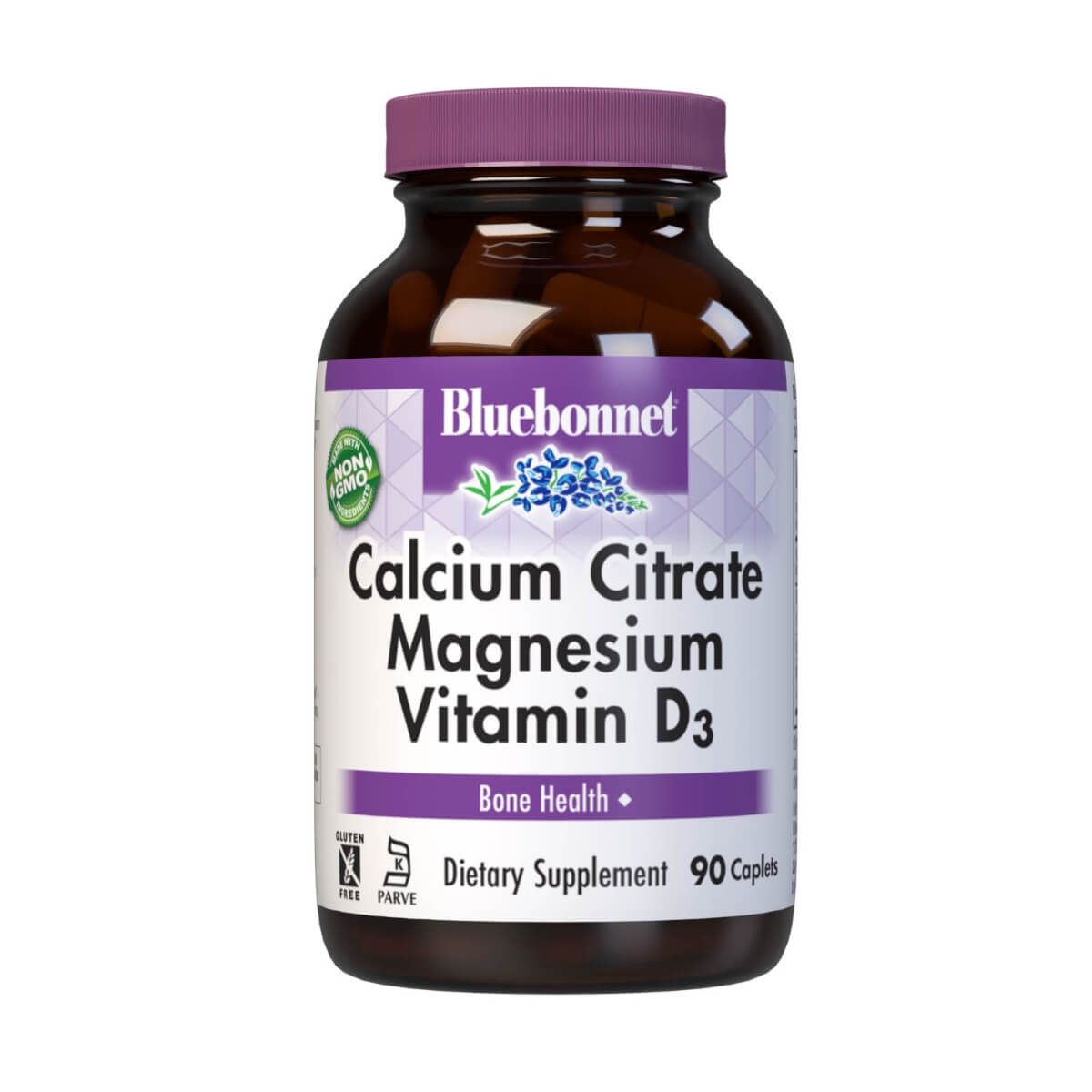 Bluebonnet Calcium Citrate with Magnesium & Vitamin D3 Supplement - 90 Caplets for Bone Health & Immune Support - Ideal for Adults & Seniors