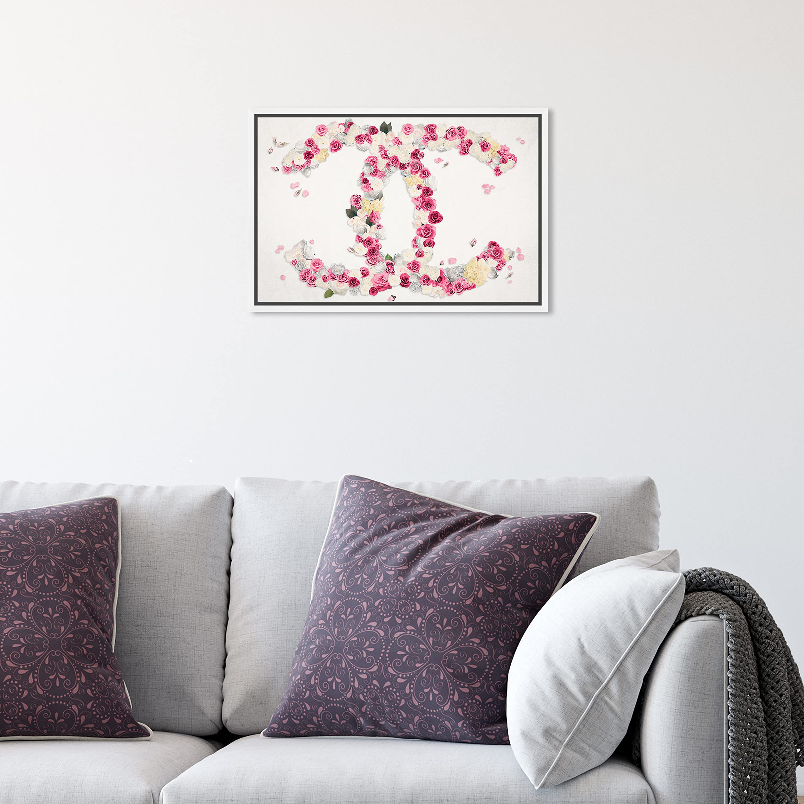 Dreaming of Classic Beauty Floral & Botanical Framed Wall Art Canvas Print - Pink & White 15x10 Inches - Elegant Home Decor for Living Room, Bedroom & Office