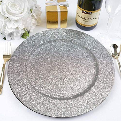Premium Silver Charger Plates - Elegant Dinner Plate Chargers for Weddings & Formal Events - Set of 6 Glitter Placemats - Perfect for Table Decor, Banquets & Special Occasions