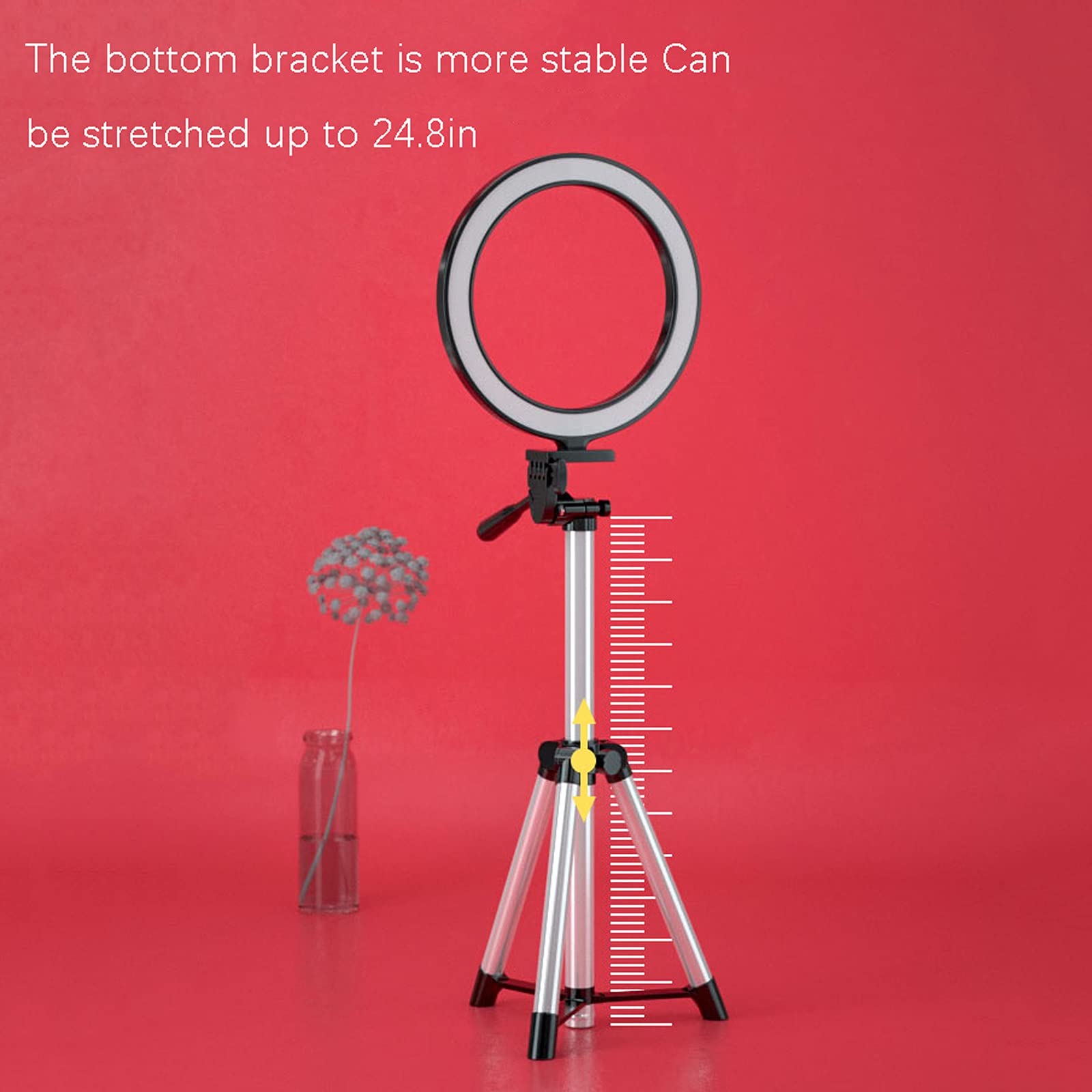 10in Selfie Ring Light with Tripod Stand - Dimmable LED Beauty Makeup Light for Live Streaming, TikTok Videos & Phone Photography | Phone Holder & Support for iPhone, Android Mobile Devices | Perfect for Vlogging, Makeup Tutorials and Video Calls