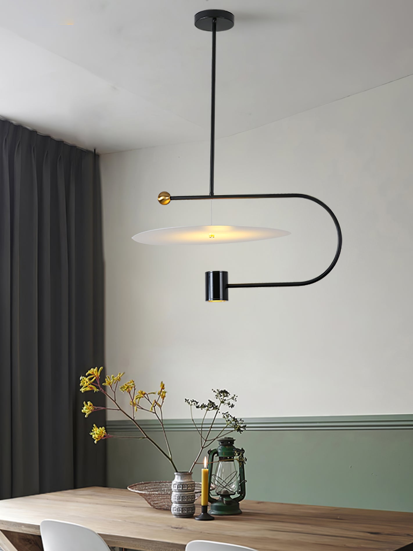 Mira Balance Pendant Lamp - Modern Scandinavian Hanging Light Fixture for Dining Room, Kitchen Island, or Bedroom Decor | Adjustable Height & Sleek Design