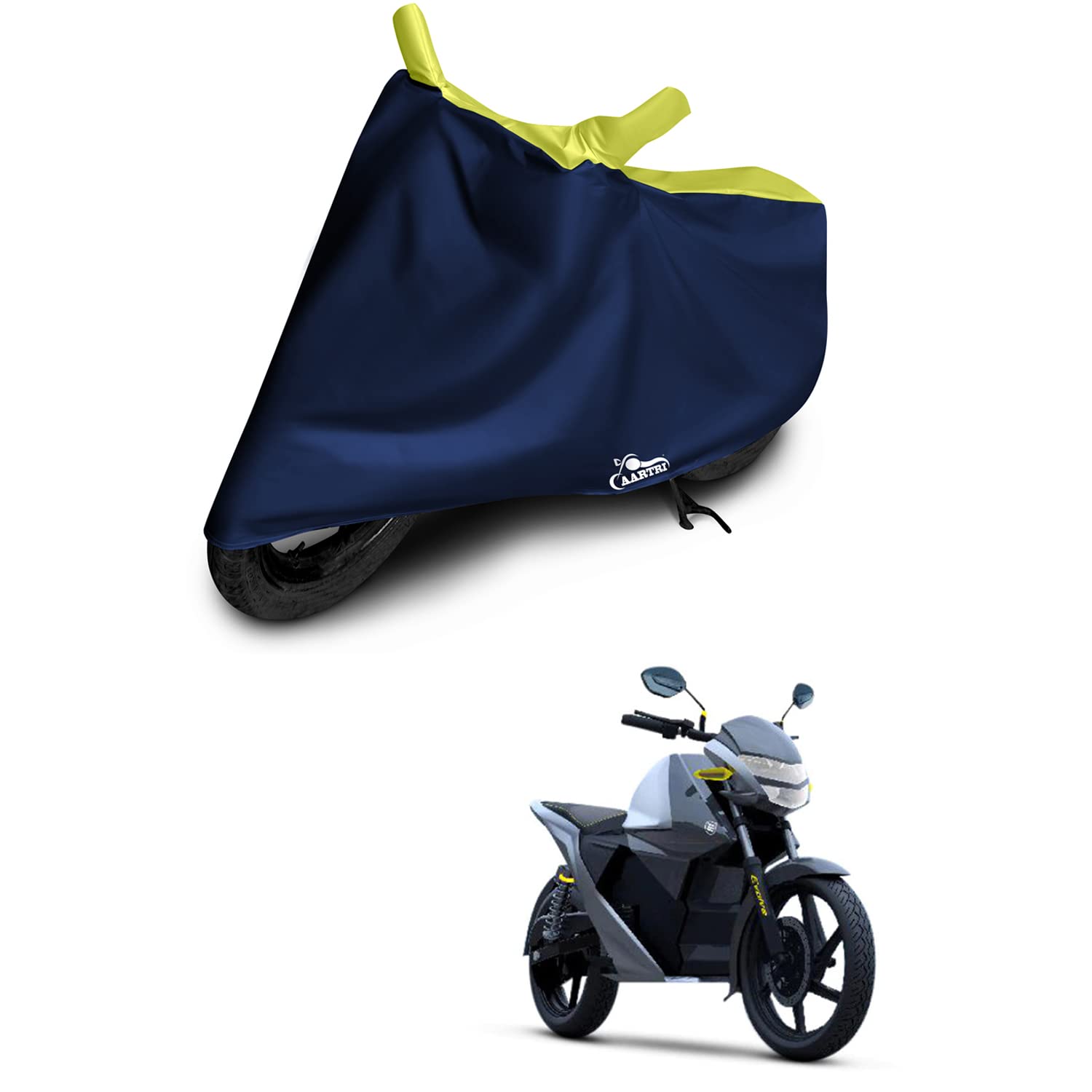 DROHAR Earth Energy EV Evolve Z 2022 (BS-2,3,4,6) Motorcycle Body Cover - Waterproof, UV Protection, Dustproof, All-Weather Protection - Strip Yellow Design for Outdoor Parking & Storage