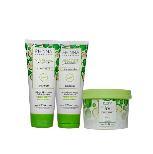 Apple Cider Vinegar Hair Treatment Kit with Amino Acids & Coconut Oil - pH Balancing, Hair Strengthening & Repair (3 Items) - Perfect for Damaged, Dry & Frizzy Hair at Home or Salon Use