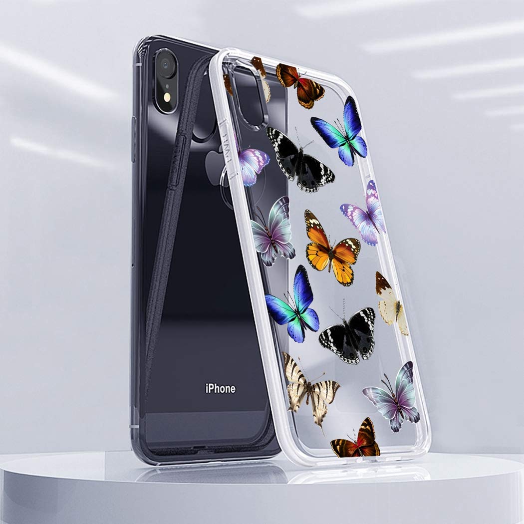 **iPhone XR Case 6.1 Inch - Soft Clear TPU Shockproof Protective Phone Cover for Women & Girls, Colorful Butterfly Design - Perfect for Everyday Use, Travel & Gift Giving**