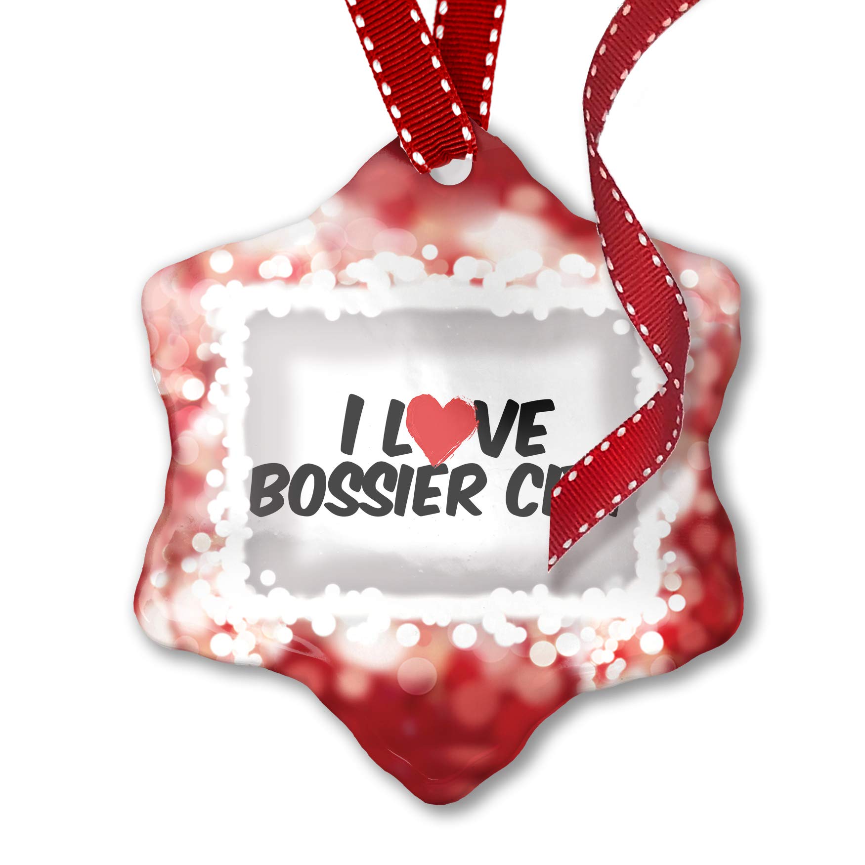 Christmas Ornament I Love Bossier City - Red Holiday Decoration for Tree, Home & Office Festive Decor