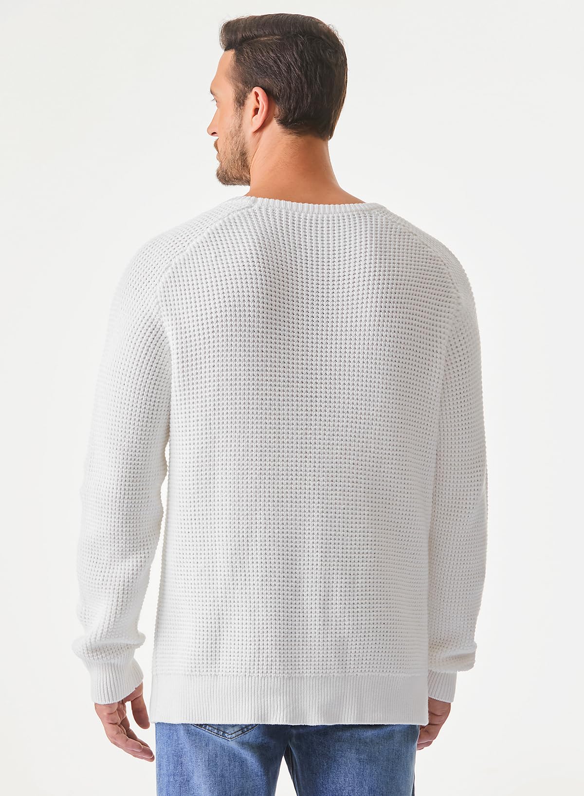 JMIERR Men's Crewneck Pullover Sweater - Waffle Knit Textured Casual Sweater with Ribbed Edge | Loose Fit Comfortable Winter Wear for Office, Dating & Outdoor Activities