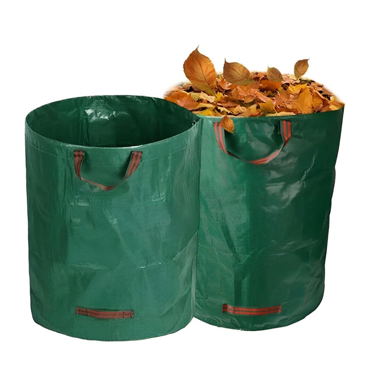 2-Pack 80 Gallon Heavy Duty Reusable Yard Waste Bags (33H x 26D Inches) - Standable Leaf Bags for Garden Trash, Yard Debris & Grass Clippings - Durable 4-Handle Design - Perfect for Fall Cleanup, Lawn Maintenance & Landscaping Projects