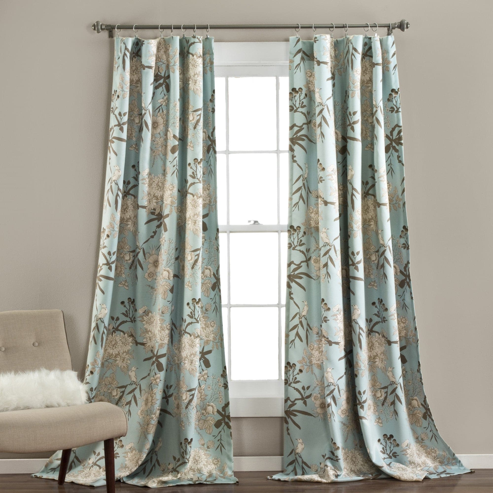 Botanical Garden Light Filtering Window Curtain Panel Set - Floral Print Sheer Drapes for Living Room, Bedroom & Nursery - Soft Sunlight & Privacy - 2 Panels 84 Inch Length