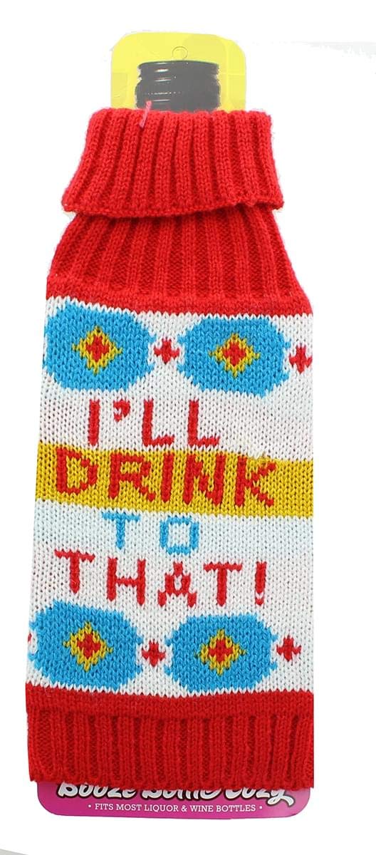 Coop Knit Booze Bottle Cozy - Insulated Wine & Beer Bottle Cover - Perfect for Picnics, Parties & Gifts - 'I'll Drink to That!