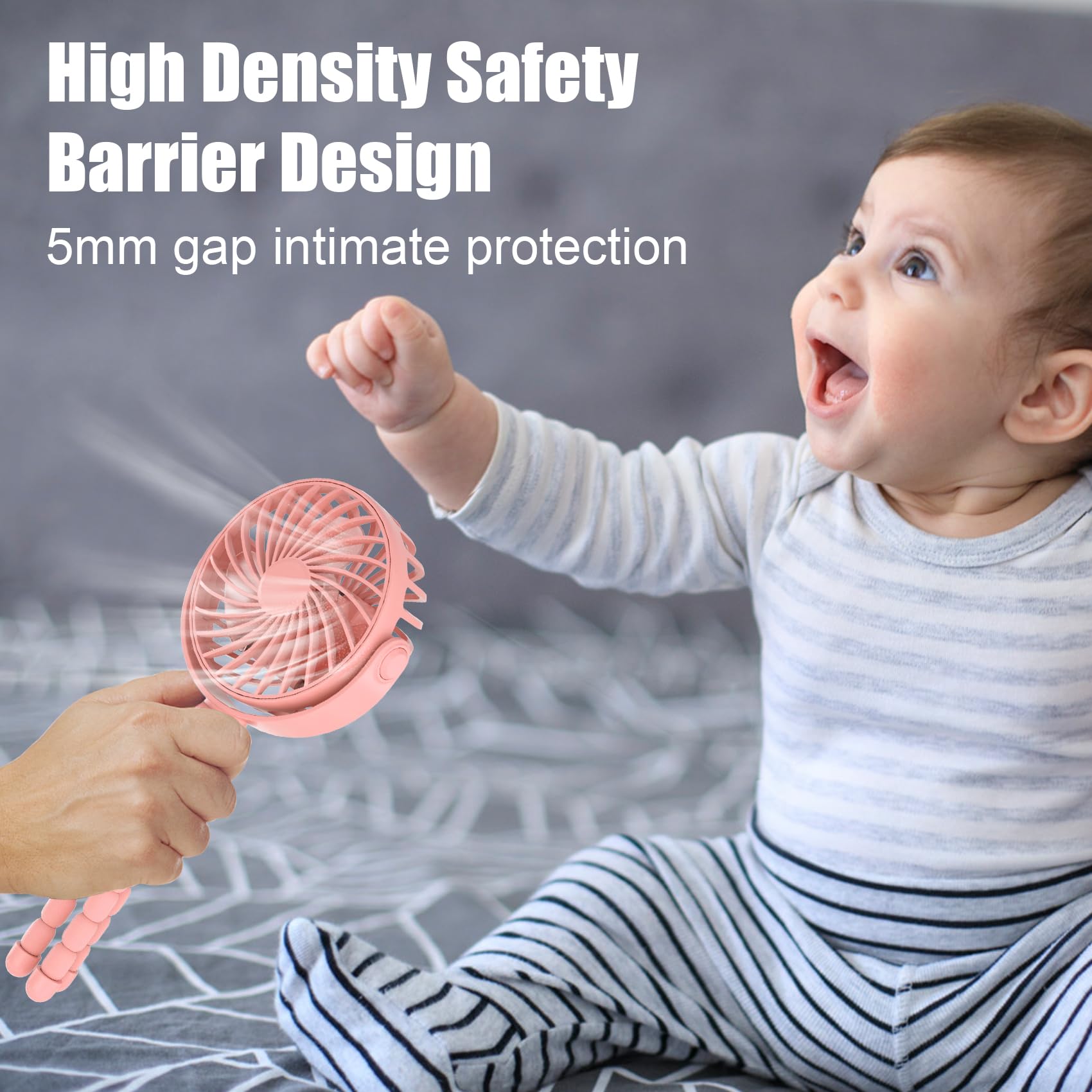 Portable 3-Speed 360° Rotating Stroller Fan with Flexible Tripod - Battery Powered Mini Fan for Baby Crib, Car Seat, Treadmill & Travel - Perfect for Outdoor Activities, Nursery Cooling & On-the-Go Comfort (Pink)