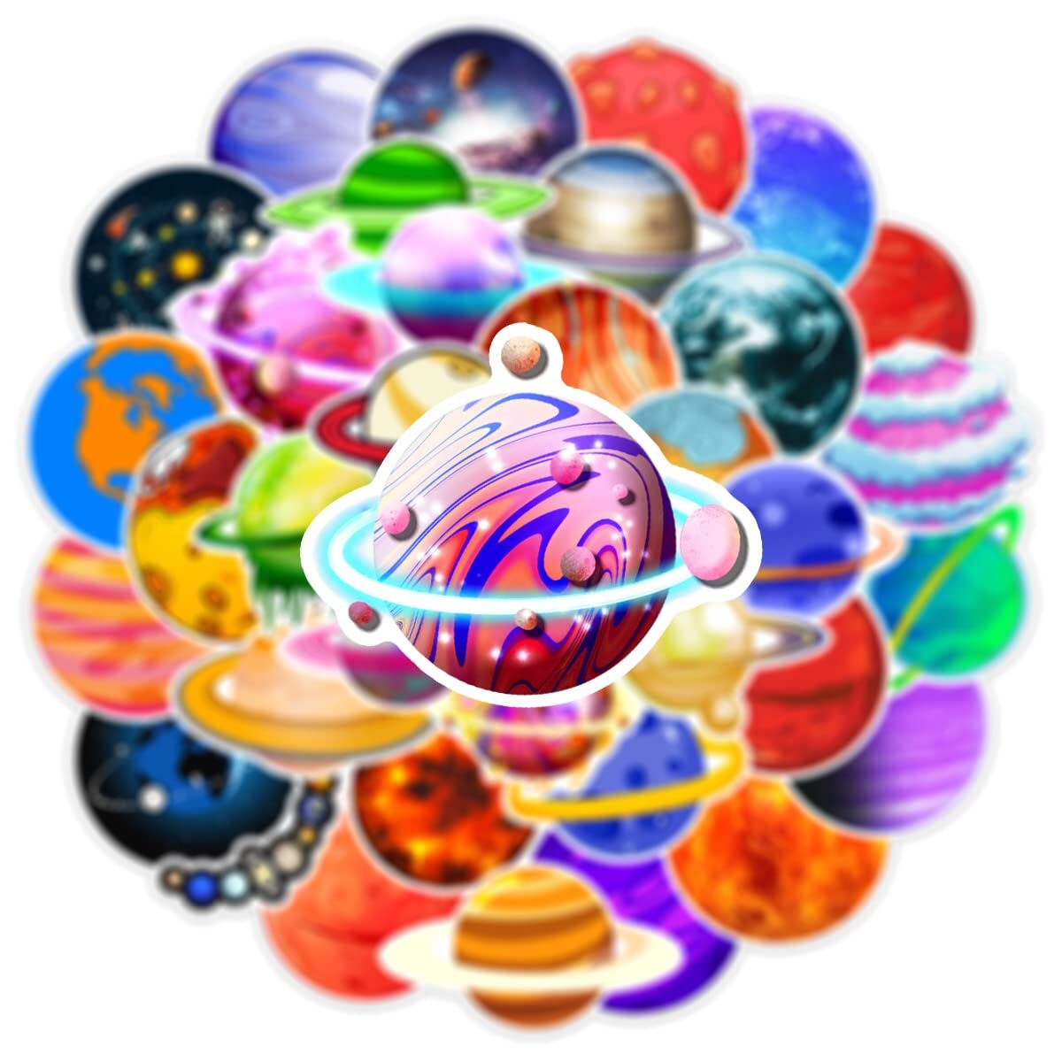 50 Pcs Space Planet Vinyl Stickers - Waterproof Decals for Laptop, Water Bottle, Skateboard, Helmet & Guitar - Fun Space-Themed Stickers for Kids, Teens & Adults - Perfect for School, Office & Home Decor