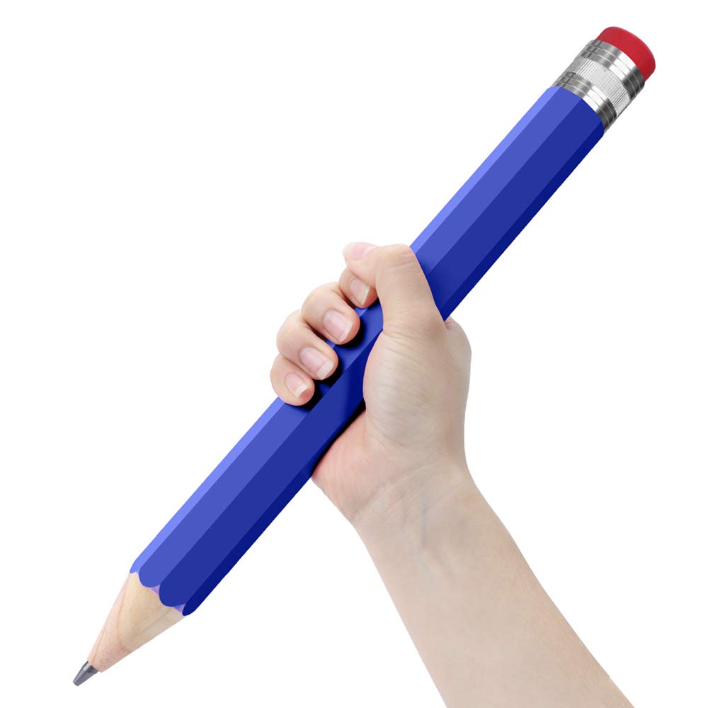 BUSHIBU 14 Inch Giant Wooden Pencil - Jumbo Novelty Pencil with Cap for School Supplies, Teacher Gifts & Home Decor (Blue) - Perfect for Classroom Rewards, Party Favors and Photo Props
