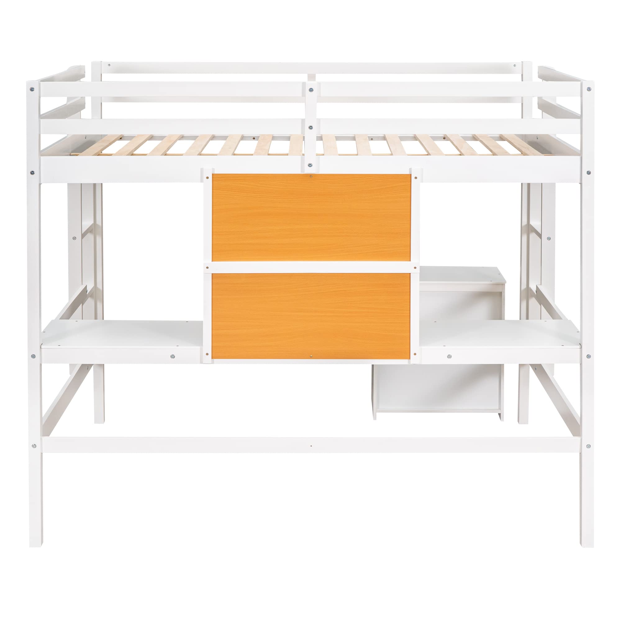Harper & Bright Designs Twin Size Loft Bed with Desk, 2 Storage Cabinets & Writing Board - Sturdy Wooden Loft Bed Frame with Slats for Kids, Teens & Adults - Perfect for Small Bedrooms, Dorm Rooms & Home Offices (White)