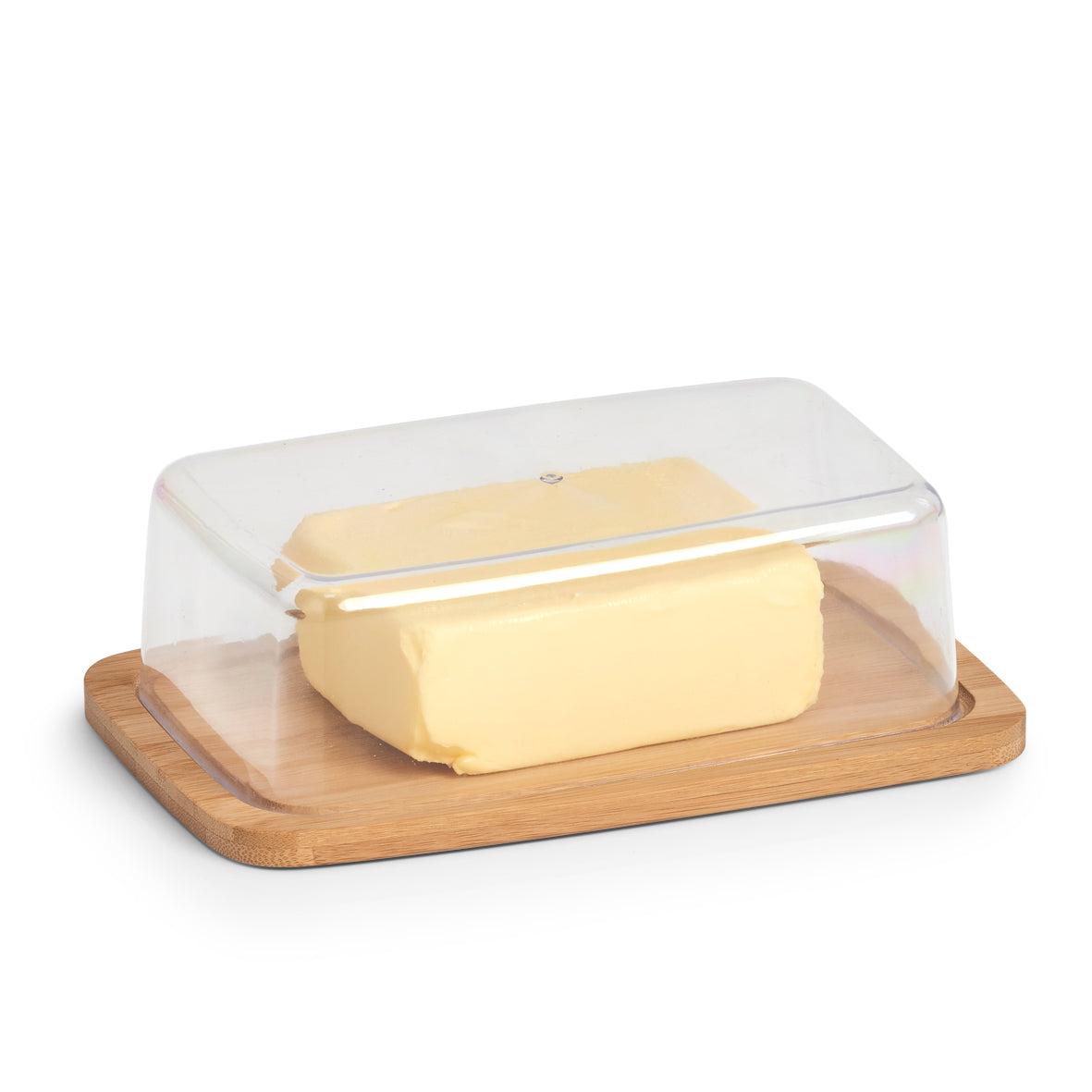 Bamboo & Plastic Butter Dish with Lid - Airtight & Durable Butter Keeper for Kitchen Countertop or Dining Table - Perfect for Spreading Butter on Toast, Baking, and Cooking