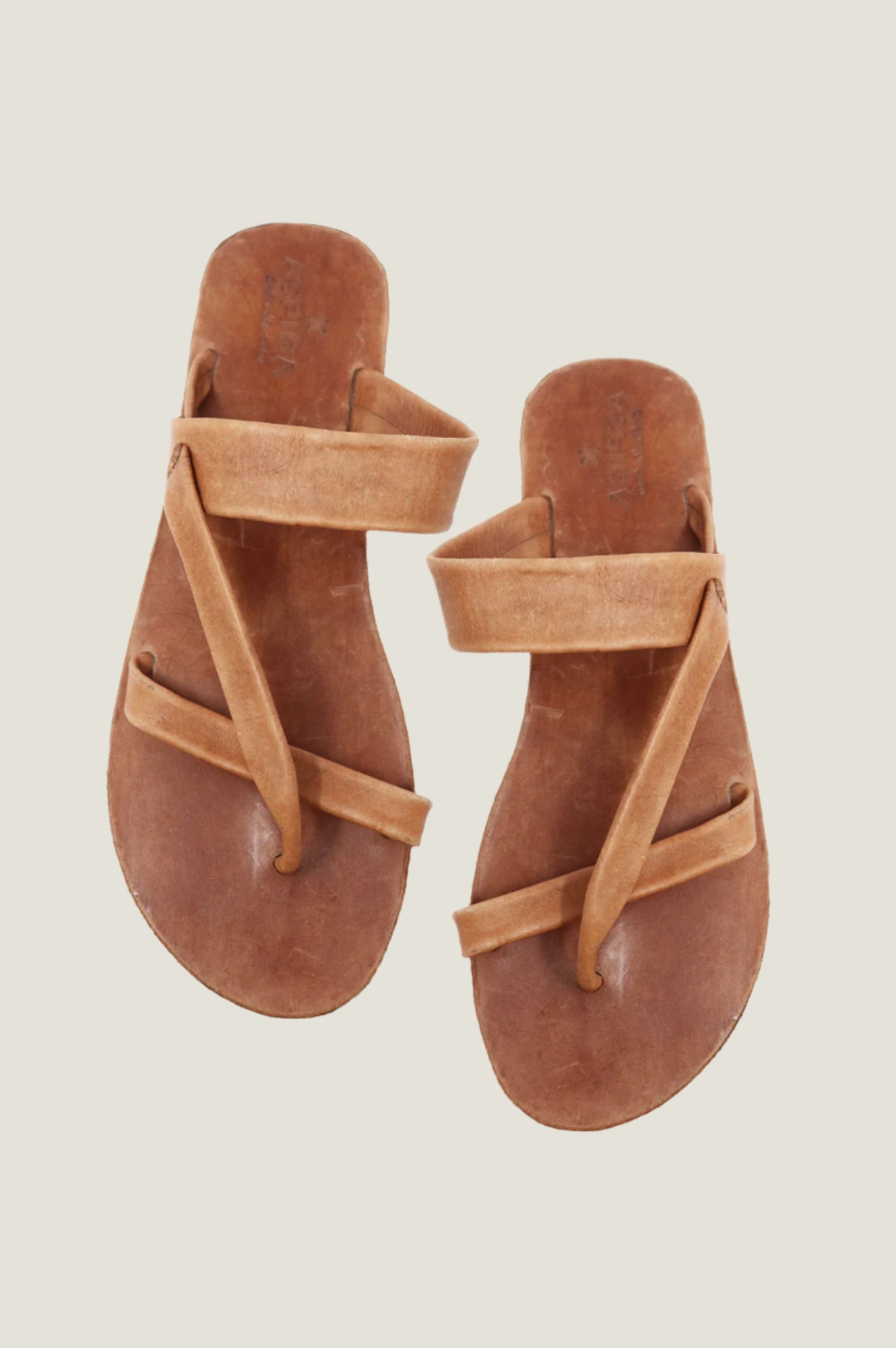 Puglia Leather Sandals for Women - Comfortable Tan Brown Summer Slide Sandals | Beach, Vacation & Casual Wear
