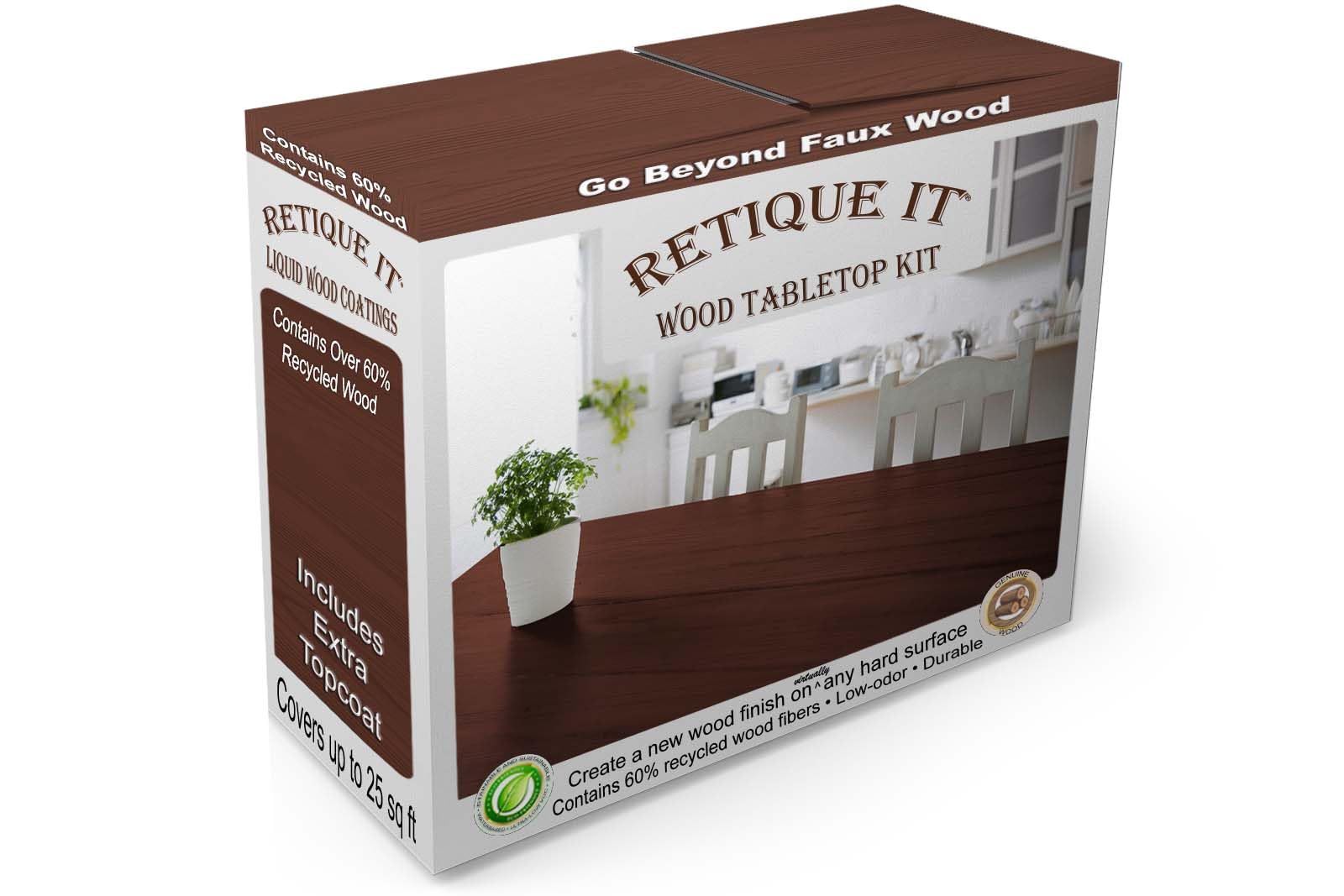 Wood Finish Tabletop Kit - Paintable Liquid Wood Primer & Gel Stain with Graining Tools - DIY Faux Wood Grain for Tables, Desks & Furniture (Red Mahogany) - Perfect for Home Decor, Office Furniture & DIY Wood Restoration Projects