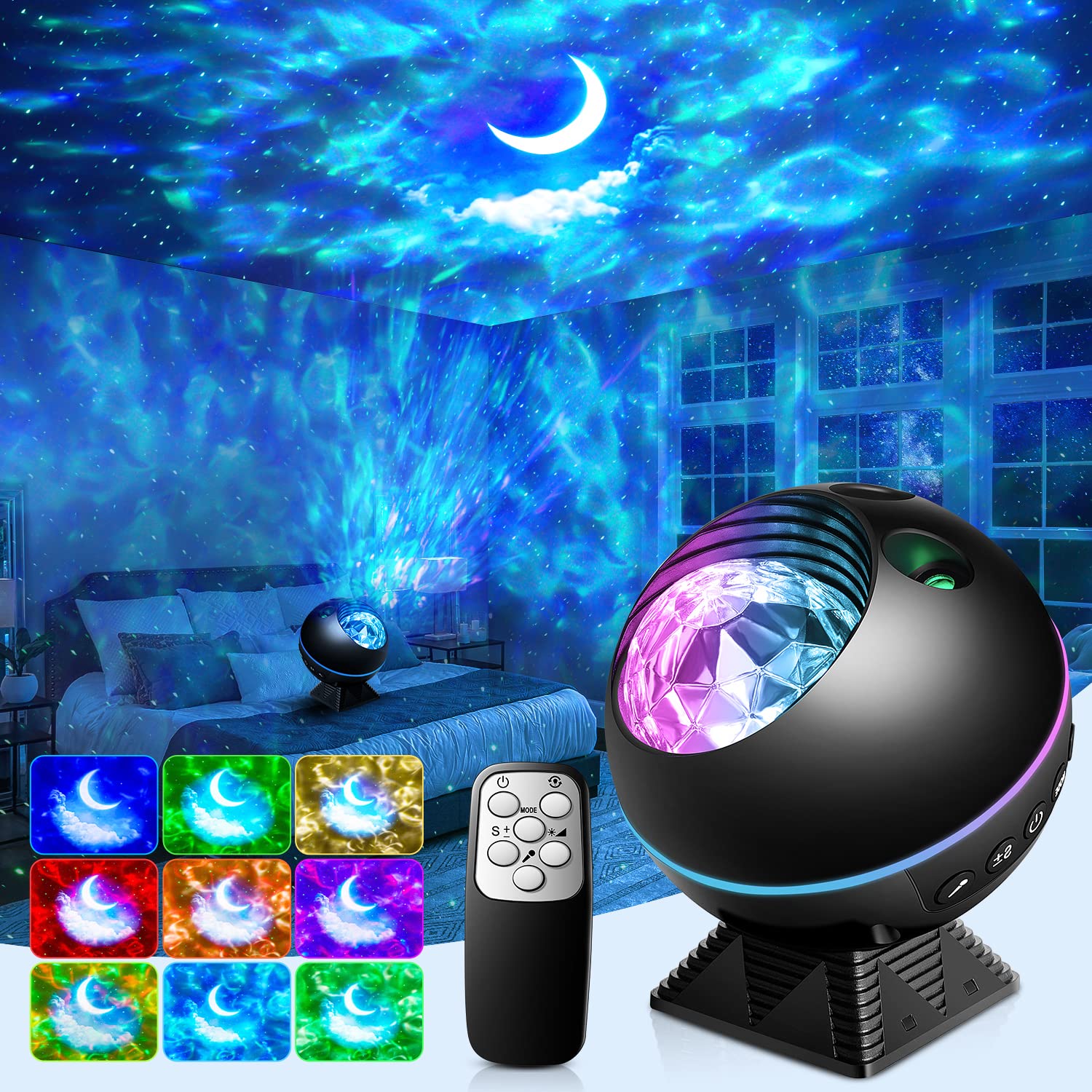 ONEFIRE Star Projector with 43 Lighting Modes - Kids Night Light with Remote Control & Timer, 360° Rotating LED Galaxy Projector for Bedroom, Nursery, and Relaxation
