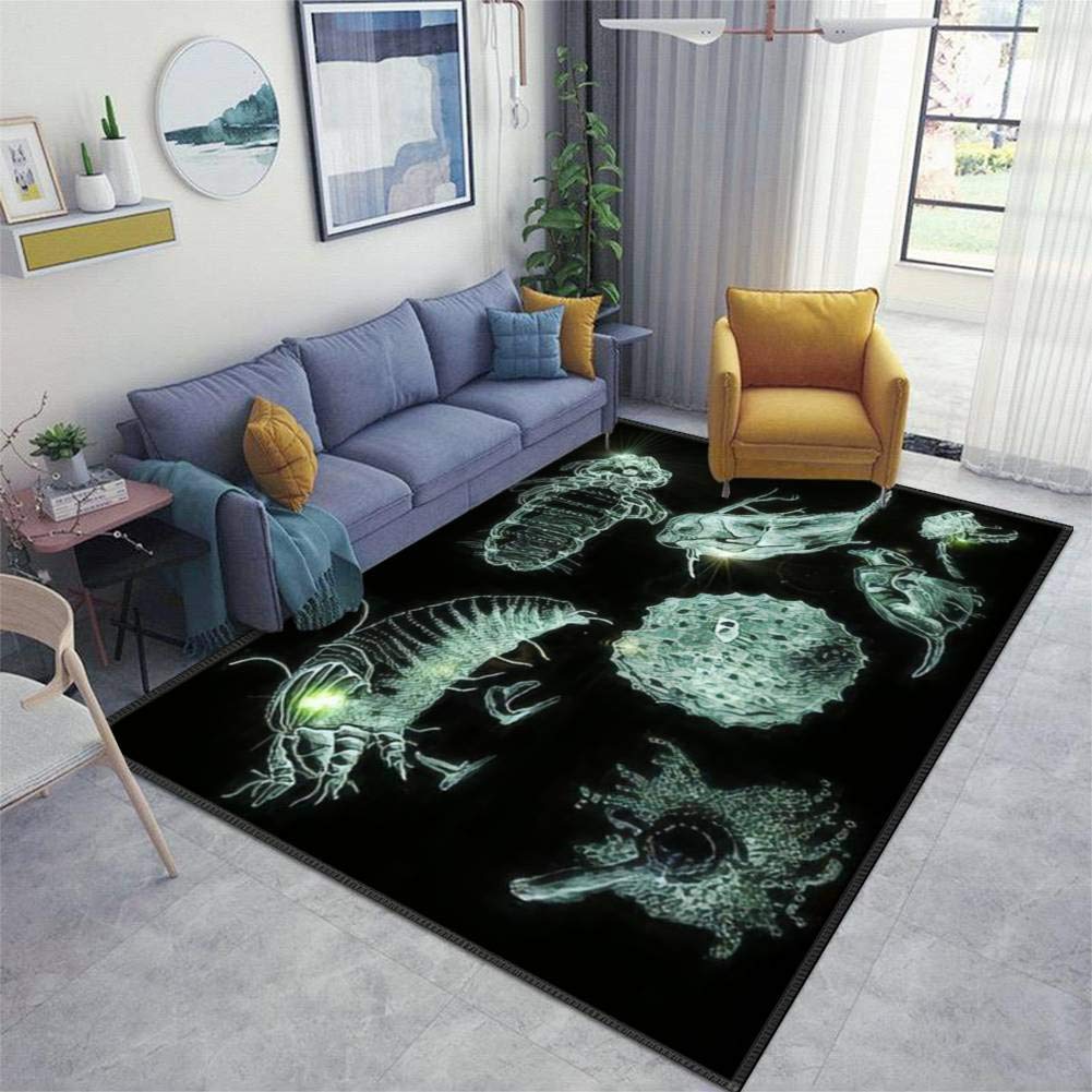 Scientific Style Microorganisms Atomic Microscope Area Rug - Non-Slip Soft Floor Mat for Living Room, Nursery, Yoga & Indoor/Outdoor Use - Home Decor Throw Carpet with Unique Science Design