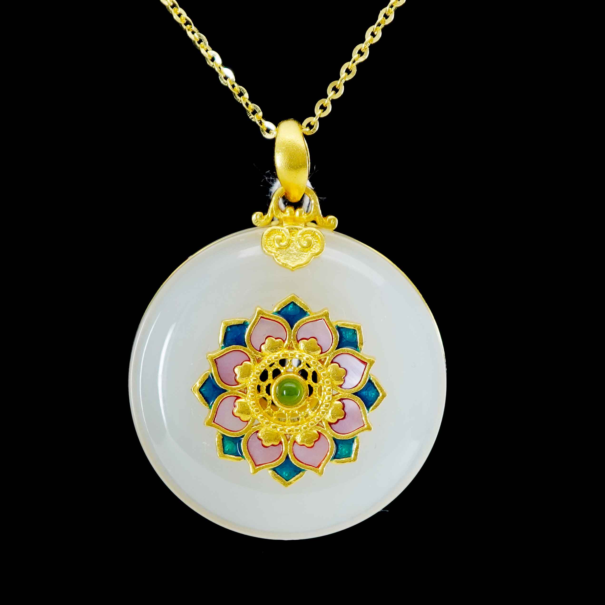 24K Gold Nephrite Jade Pendant for Women - Elegant Handcrafted Jewelry Gift for Birthday, Anniversary & Special Occasions