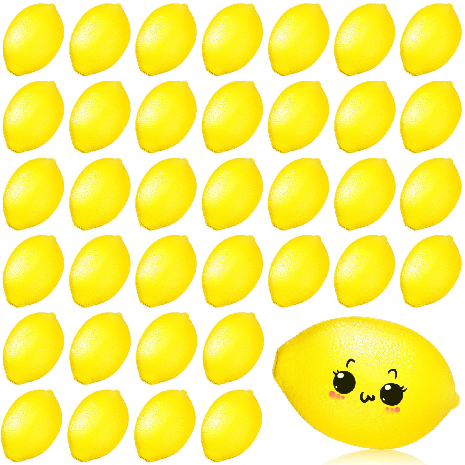 36 Pcs Lemon Stress Relief Toys - Soft PU Foam Squeeze Ball for Anxiety Relief, Party Favors, Classroom Rewards & Home Relaxation - Perfect for School, Office, Party Bag Fillers & Stress Management