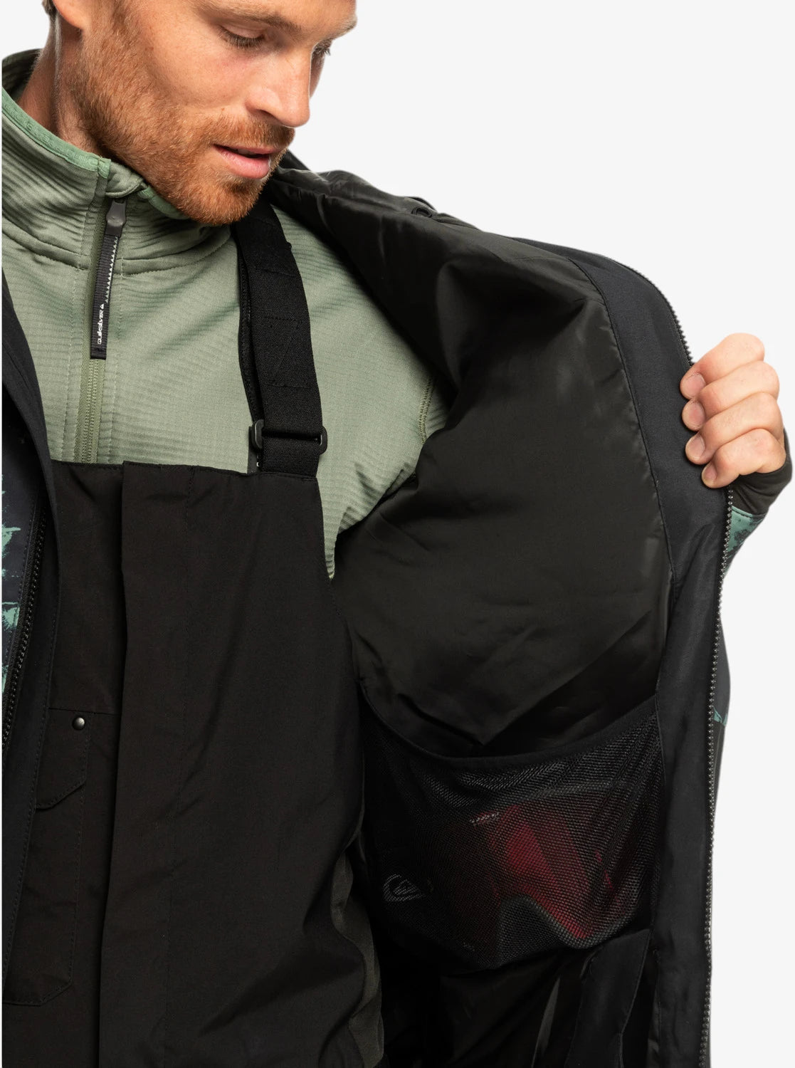 Quiksilver Mission Printed Block Snow Jacket - Black Green Camouflage for Men & Women - Waterproof Winter Coat for Skiing, Snowboarding & Outdoor Adventures