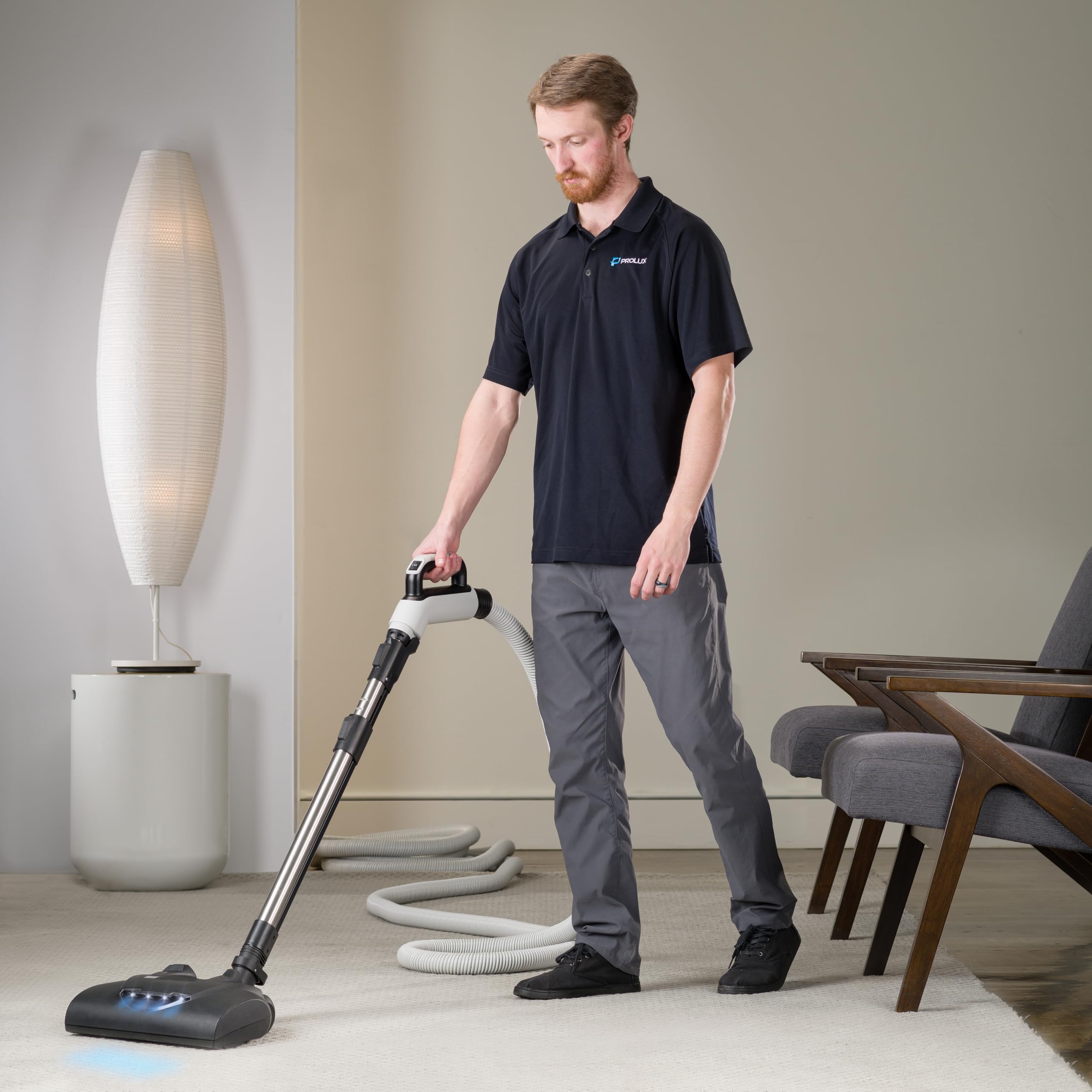 Premium 35ft Universal Central Vacuum Hose Kit with Wessel Werk Power Nozzle - Pigtail Connection for Prolux Systems - Ideal for Whole-House Cleaning, Pet Hair Removal & Hard Floor Maintenance