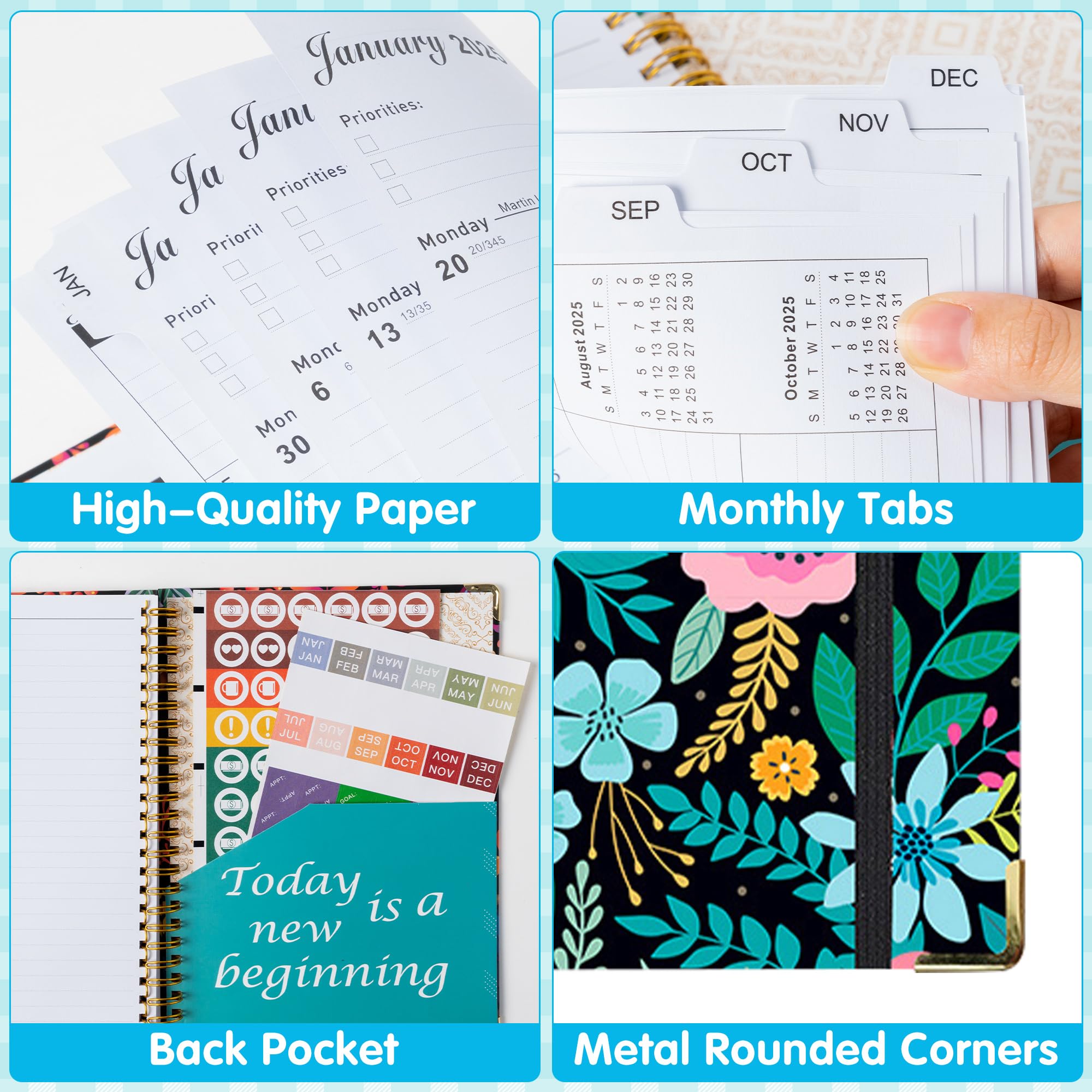 2025 Planner Gift Set - 12-Month Daily Weekly Monthly Organizer Notebook 8.4
