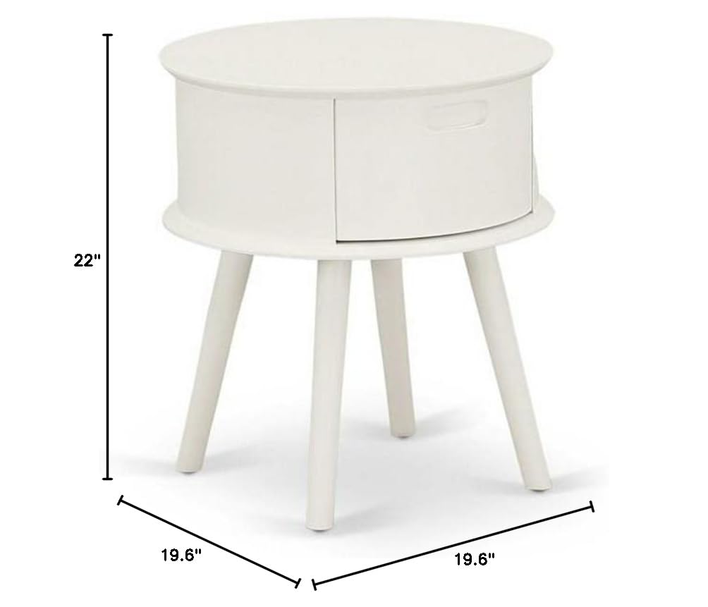 East West Furniture GONE05 White Nightstand with Drawer - Modern Bedroom Side Table for Small Spaces, 1-Pack - Perfect for Bedrooms, Guest Rooms & Apartments