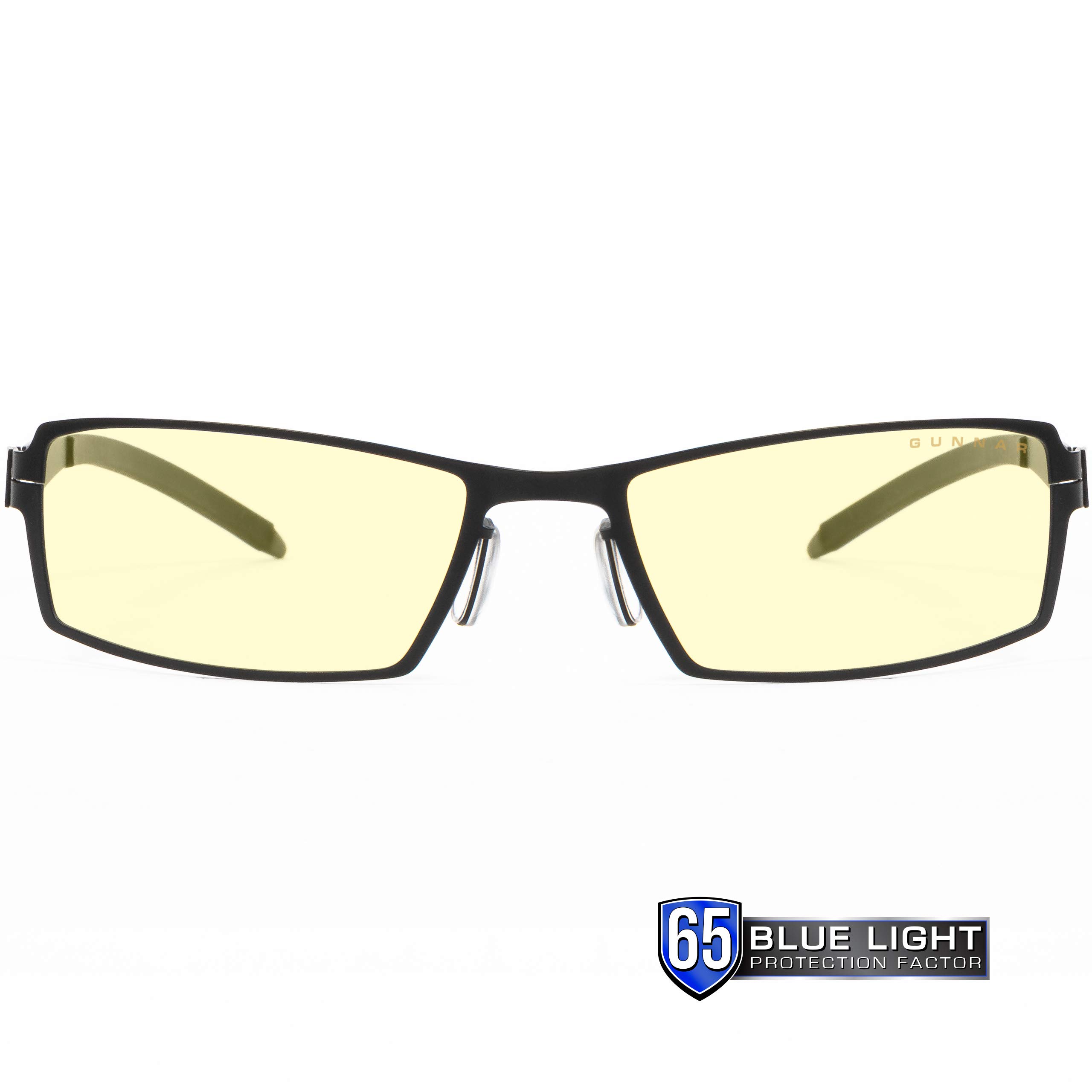 GUNNAR Blue Light Blocking Gaming Glasses - 65% Blue Light Reduction - SheaDog, Onyx, Amber Tint - Unisex Case Included - Black - One Size - Perfect for Gamers & Computer Users