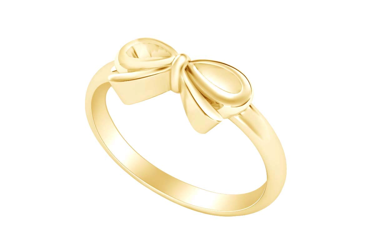 14K Gold Over Sterling Silver Infinity Bow Promise Ring - Elegant Engagement & Wedding Band for Women | Perfect Gift for Anniversaries, Valentine's Day & Special Occasions