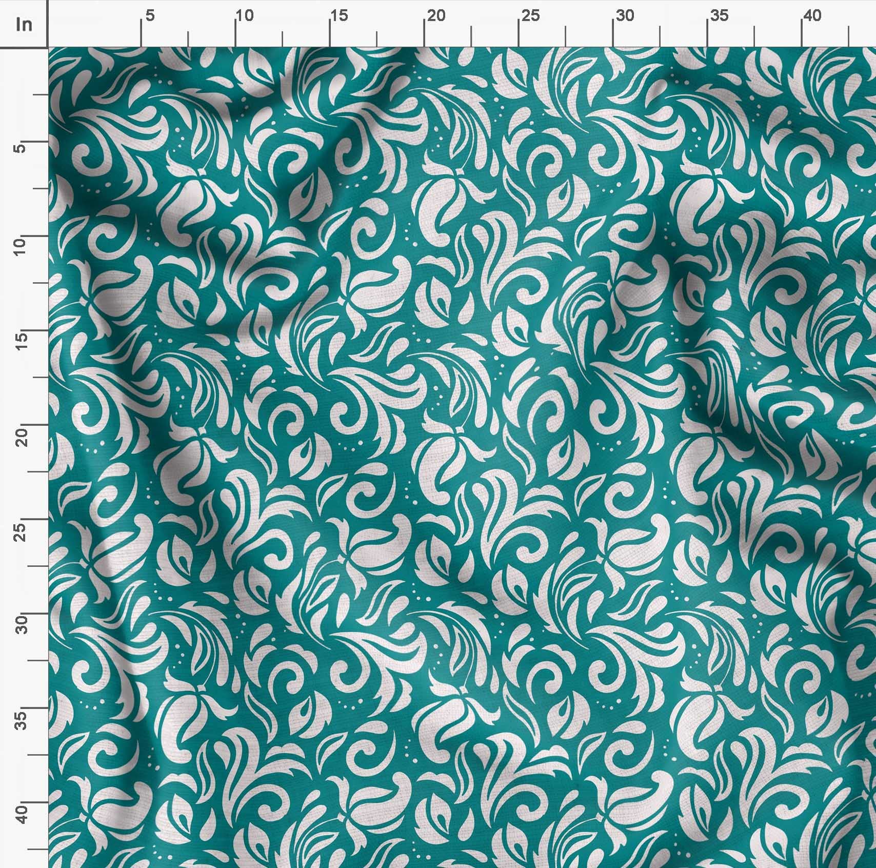 Soimoi Moss Green Georgette Fabric by The Yard - 42 Inch Wide Filigree Damask Print Material - Delicate & Elegant Printed Fabric for Dresses, Scarves & Home Decor Projects