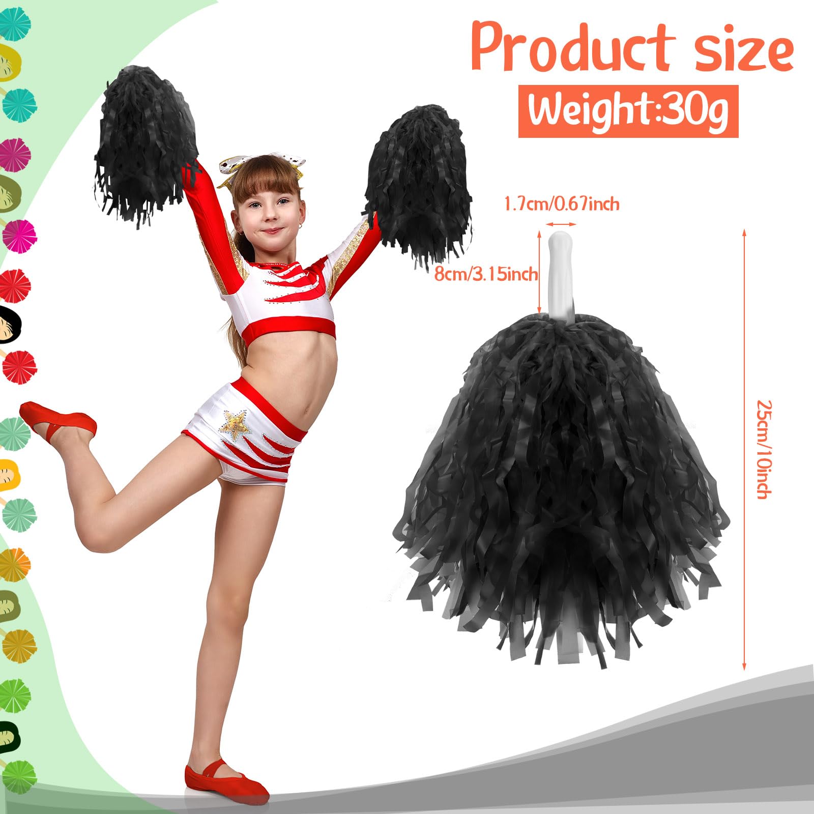 80 Pcs Cheerleading Pom Poms with Handles - Bulk Cheer Dance Pompoms for Sports, Gymnastics, Cheerleading Teams & Party Decorations - Perfect for Adults, School Events, Pep Rallies & Game Day Spirit