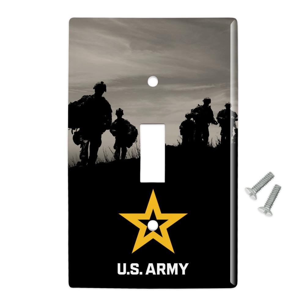 U.S. Army Logo Soldier Silhouette Plastic Wall Decor Light Switch Plate Cover - Military Themed Home Decor for Bedroom, Office & Man Cave