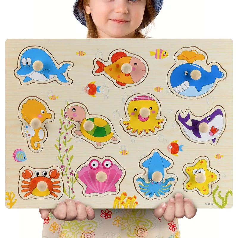 Montessori Wooden Puzzles for Toddlers - Educational Learning Toys for Kids Ages 1-3 - Wooden Jigsaw Puzzle Board for Early Childhood Development (Perfect for Home, Classroom & Travel Play)