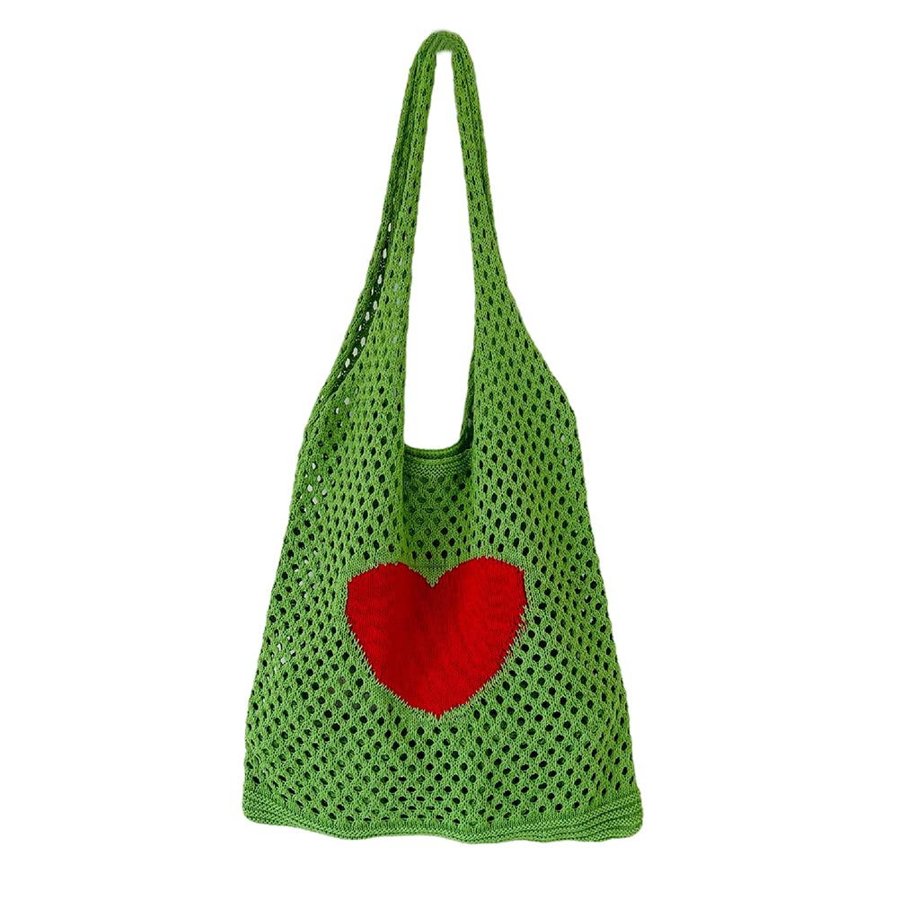 Crochet Tote Bag for Women - Cute Knitted Shoulder Purse with Aesthetic Mesh Hollow Flower Design, Woven Beach Handbag | Perfect for Summer Outings, Shopping, and Beach Vacations