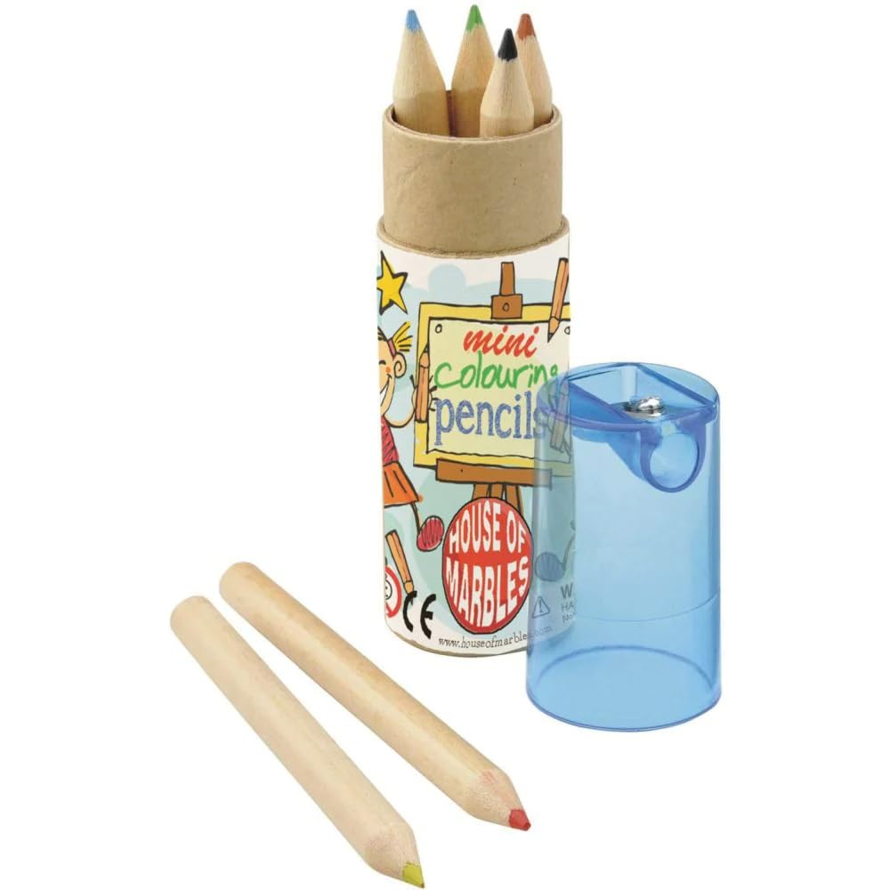 House of Marbles Mini Colored Pencil Set - 12 Vibrant Colors for Drawing & Sketching - Perfect for Artists, Students & DIY Crafts - Cap Color May Vary