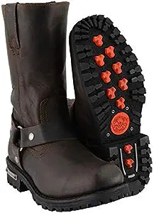 Men's Distressed Brown Harness Boots - Vintage Leather Work Boots for Men - Durable & Comfortable for Outdoor Work, Motorcycle Riding & Casual Wear