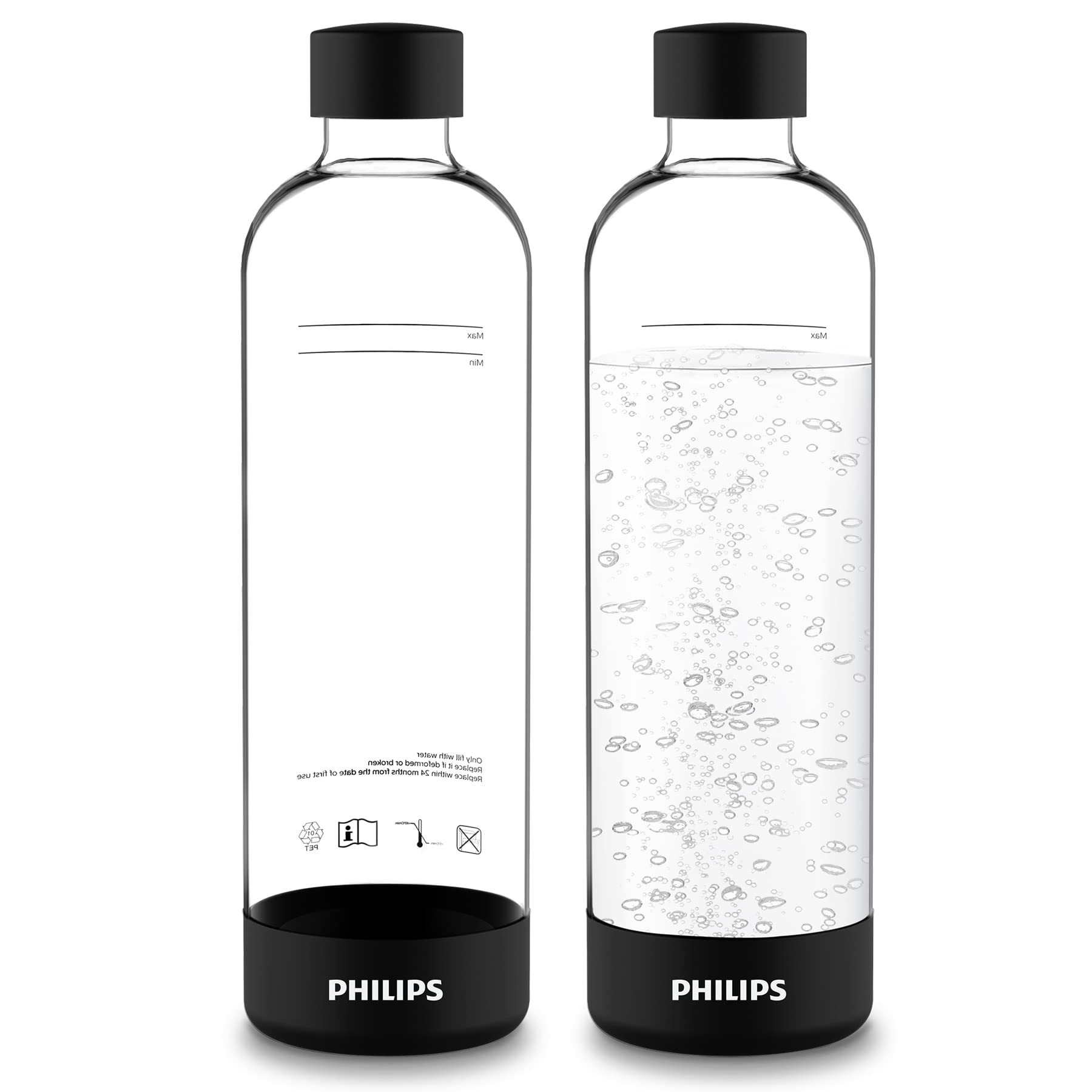 PHILIPS Sparkling Water Maker & Soda Machine with 1L Carbonating Bottle - Twin Pack Reusable PET Bottles for Homemade Carbonated Drinks | Perfect for Kitchen, Parties & Healthy Hydration