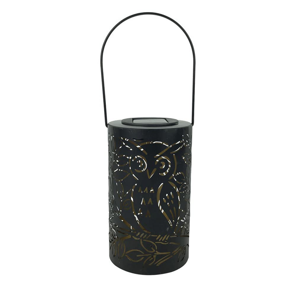 FiorHOCc Solar Powered Owl Lantern - Wrought Iron Outdoor Hanging Light for Garden, Patio, Courtyard Decoration | Weather-Resistant & Portable Solar Lamp for Nighttime Ambiance, Pathways, and Outdoor Parties