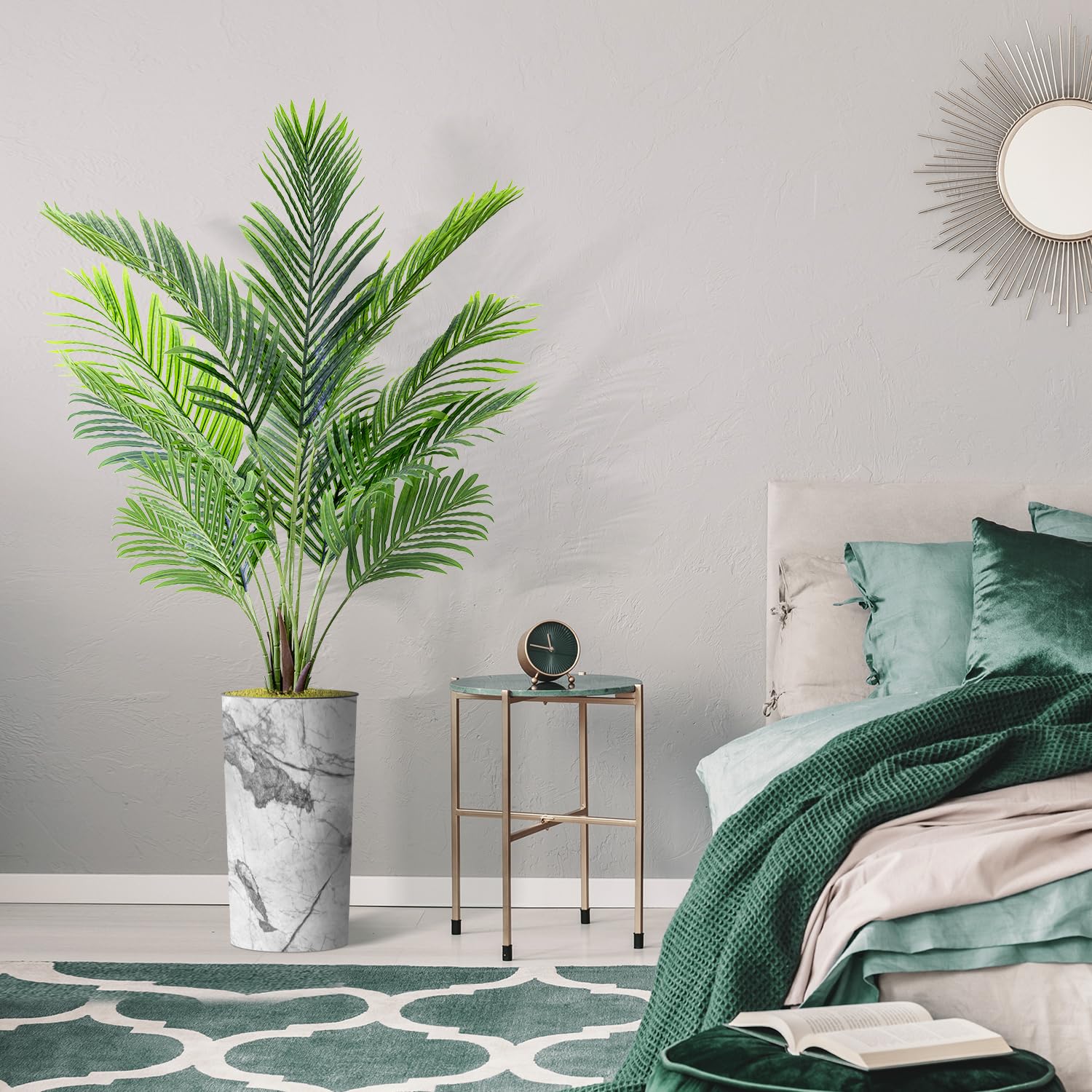 Gray Marble Effect Artificial Areca Palm Tree in Planter - 66