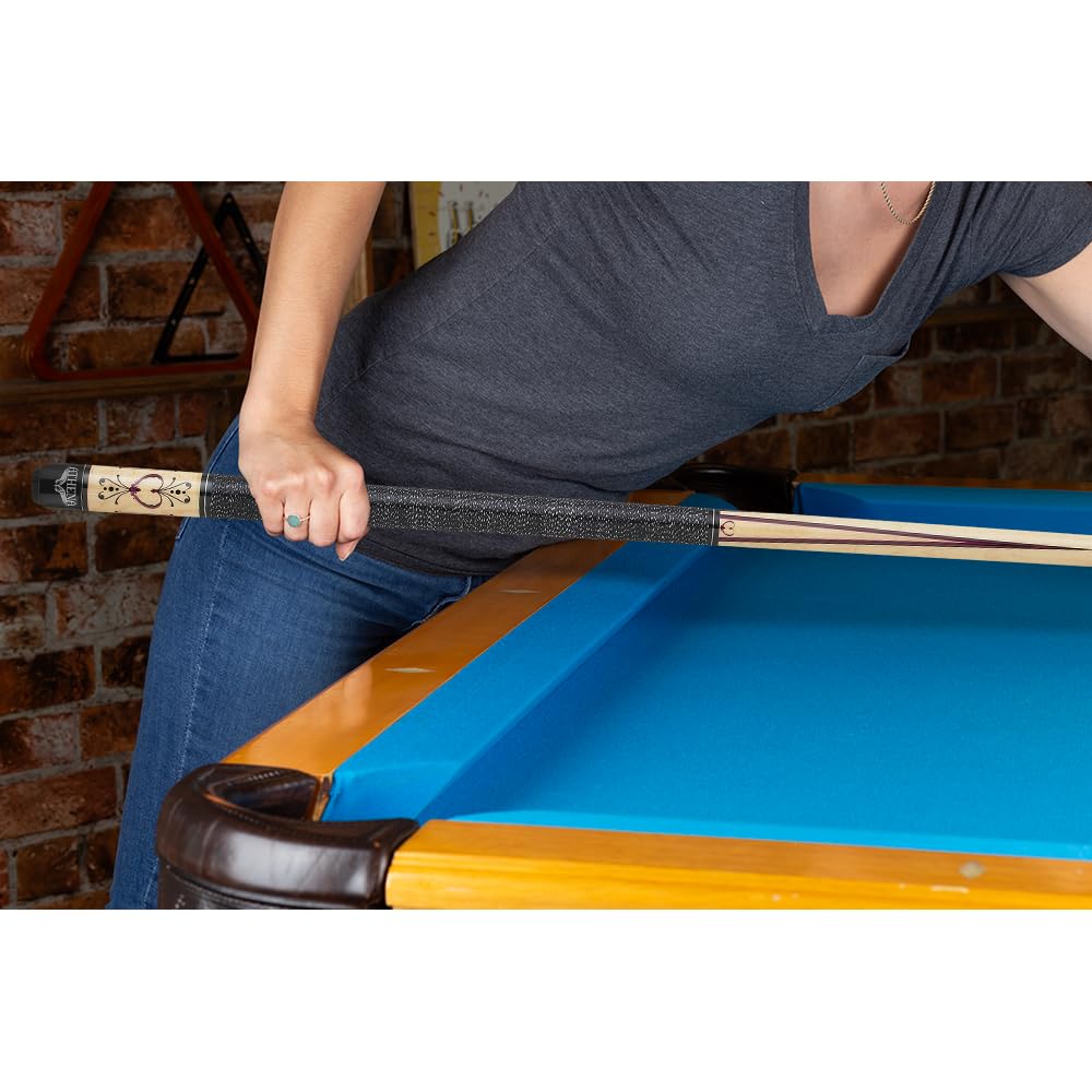 Athena ATH13 Heart Pin Stripe Pool Cue Stick - Professional Billiard Cue for Precision Shots | Perfect for Home Game Rooms, Bars & Pool Halls