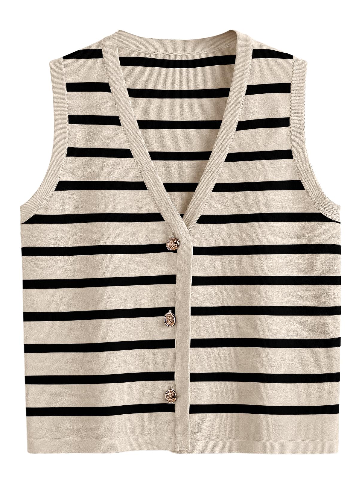 LILLUSORY Women's Summer Striped Sweater Vest 2025 - Button Up Knit Top for Vacation, Spring Outfits & Casual Wear | Perfect for Beach Trips, Office Wear and Weekend Getaways