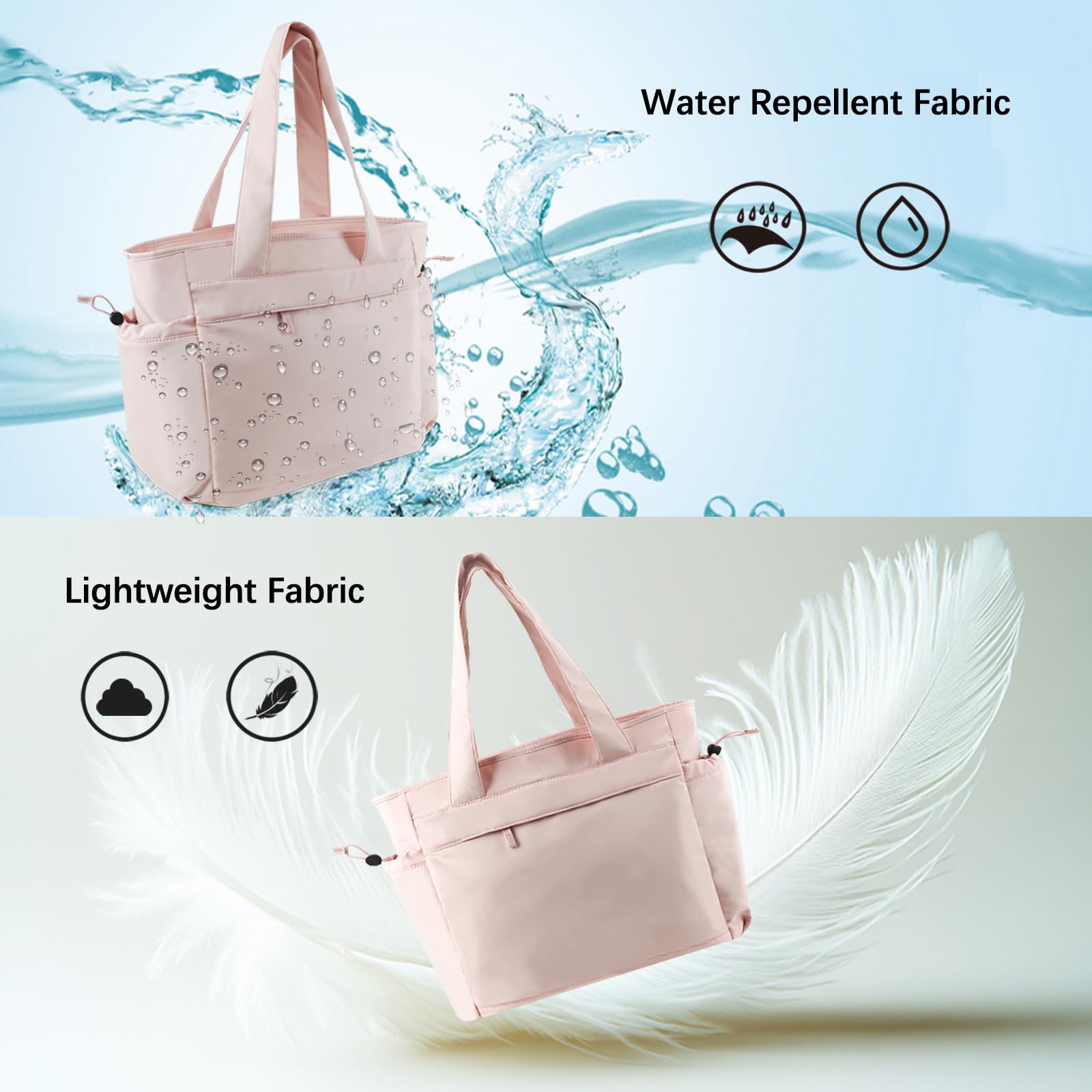 Stylish Large Tote Bag for Women - Lightweight Travel & Gym Shoulder Bag with Laptop Compartment & Secure Zipper - Perfect for Work, Weekend Getaways, Yoga Class and Daily Commute