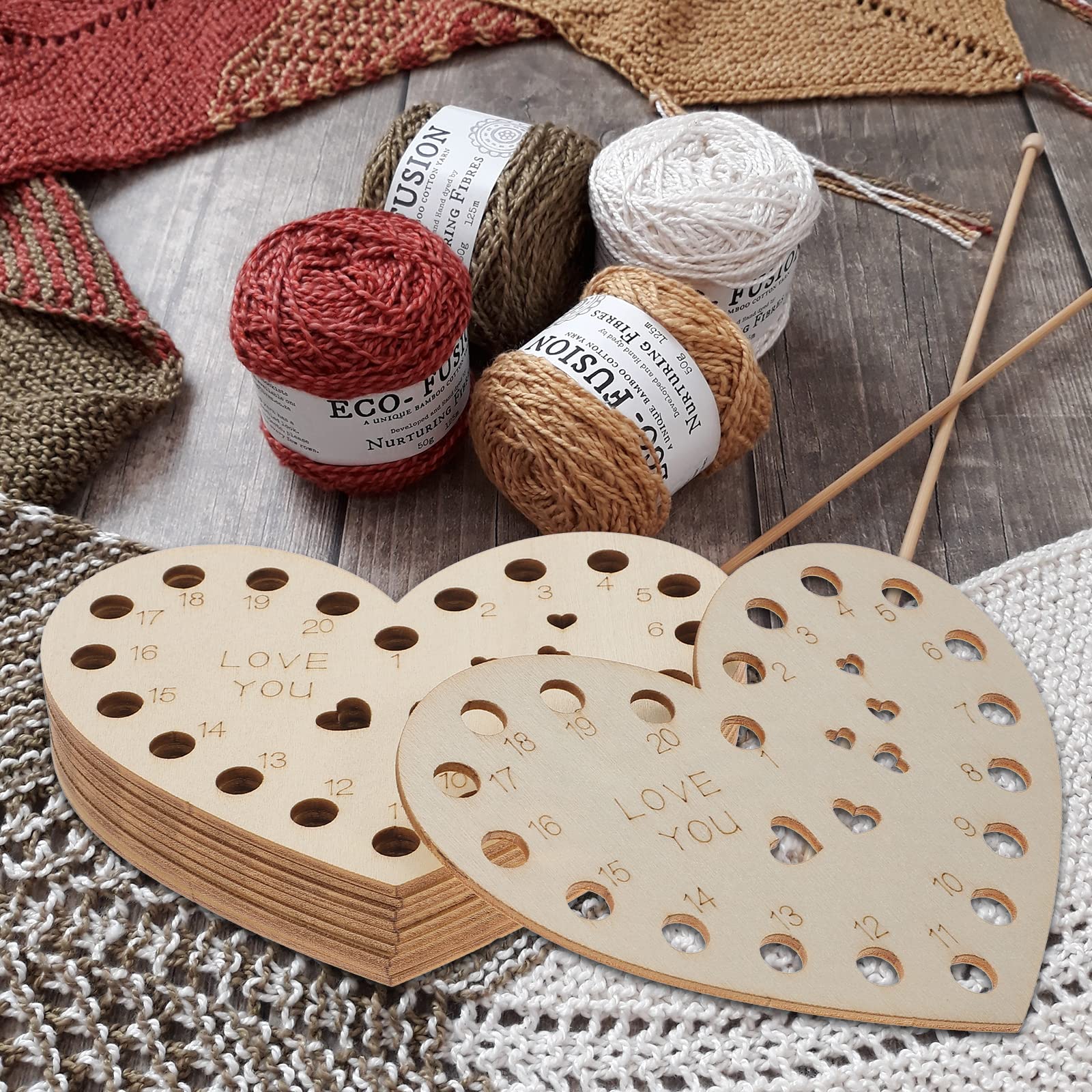 10pcs Wooden Heart-Shaped Embroidery Floss Organizer - Thread Storage Holder for Cross Stitch, Needlework & DIY Craft Projects - Perfect for Sewing Kits, Travel & Home Organization