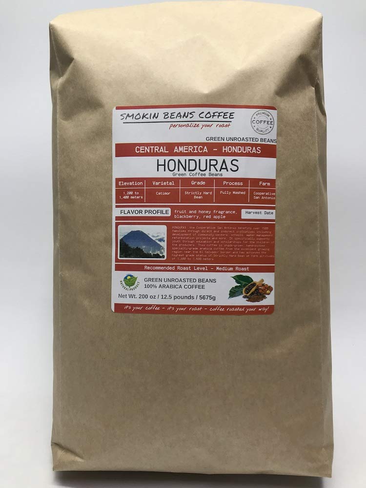 12.5-Pound Unroasted Green Arabica Coffee Beans from Honduras - Fresh Specialty Grade Current Crop - Home Roasting for Fresh Brewed Coffee - Perfect for Espresso, French Press, and Drip Coffee Makers