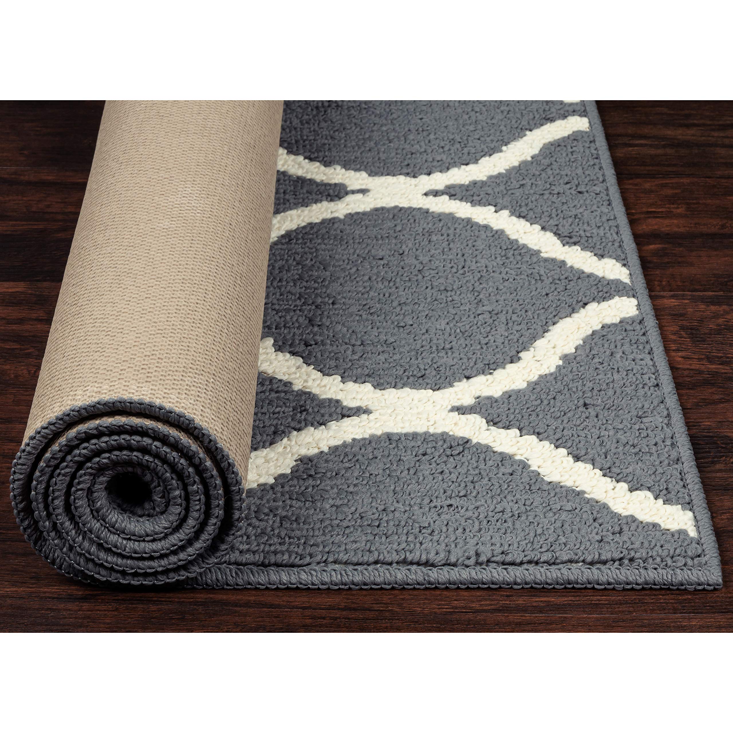 Maples Rugs Rebecca Modern 5x7 Area Rug - Soft Grey & White Contemporary Design for Living Room, Bedroom & Office - Handmade in USA - Perfect for Home Decor, Cozy Spaces & High-Traffic Areas