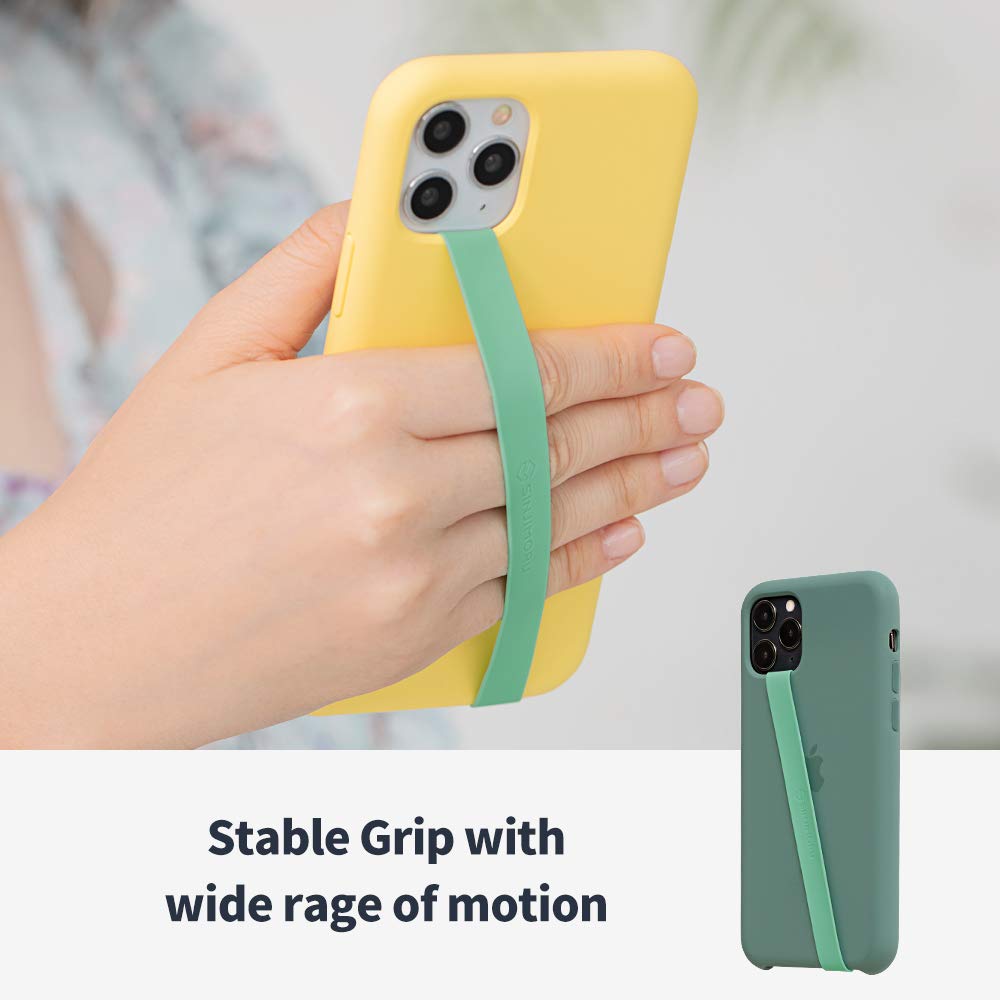 Sinjimoru Stretchable Silicone Phone Strap - Flexible Elastic Grip Holder for iPhone & Android | Secure Finger Loop with Wireless Charging Support | Lavender | Perfect for Gym, Running & Daily Use