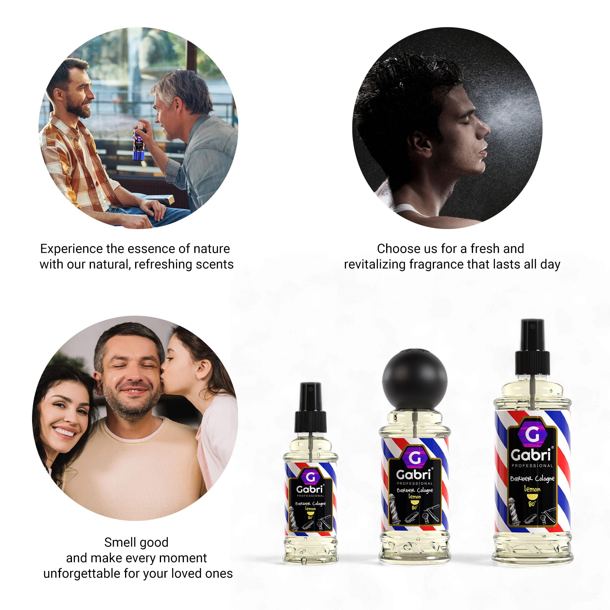 Gabri Lemon Cologne 250ml - Premium Turkish Eau De Cologne Spray for Men | Refreshing Aftershave & Barber Cologne | Traditional Lemon Scent (No7 Lemon) | Perfect for Grooming, Daily Freshness & Special Occasions