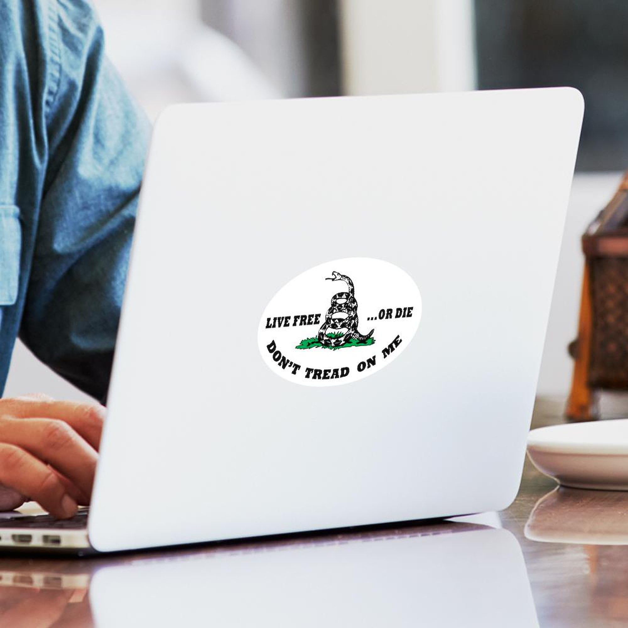 Don't Tread On Me Oval Bumper Sticker - Live Free or Die Decal for Cars, Trucks & Motorcycles - Patriotic American Flag Vinyl Sticker for Windows, Laptops & Coolers